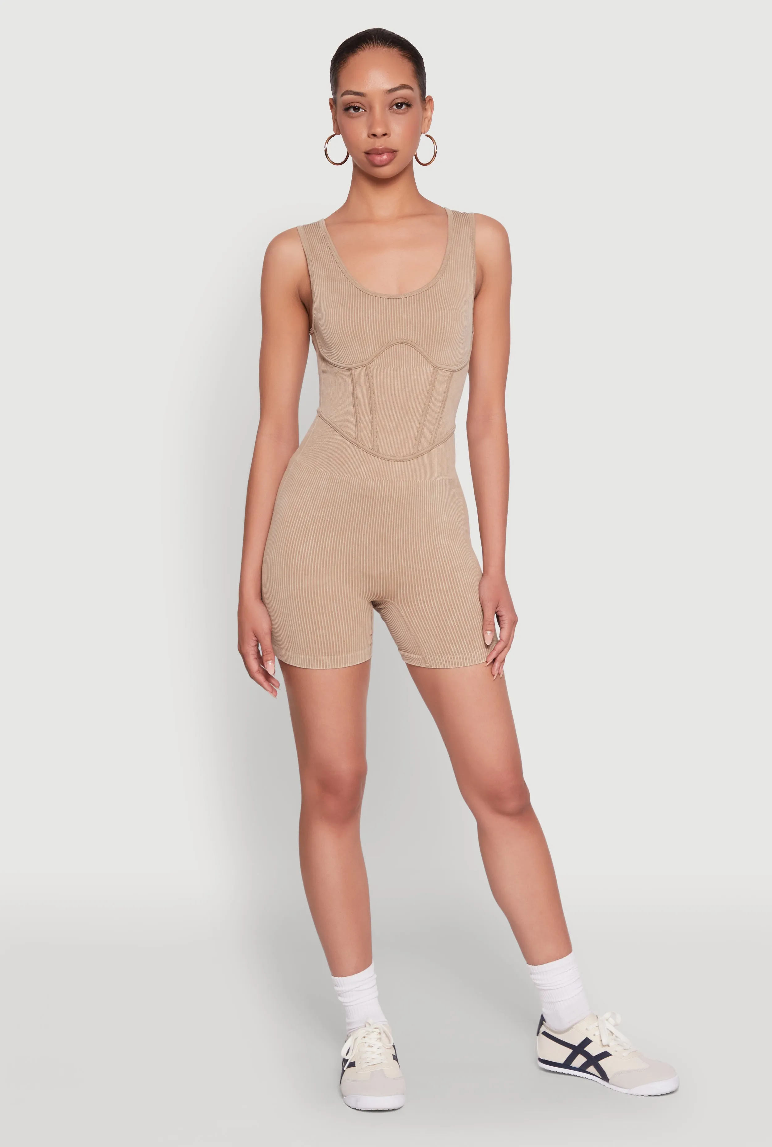Mineral Wash Corset Detail Biker Romper sold by Rainbow product image thumbnail 2