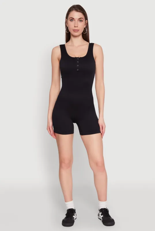 Seamless Snap Button Front Biker Romper sold by Rainbow