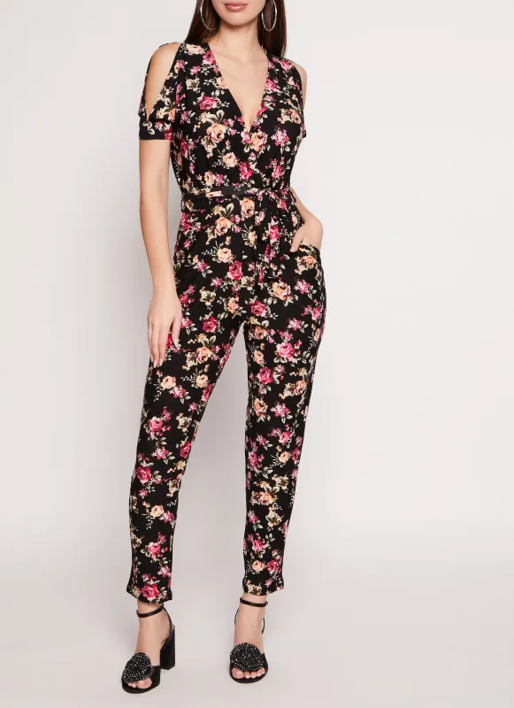 Patterned Cold Shoulder Jumpsuit sold by Rainbow