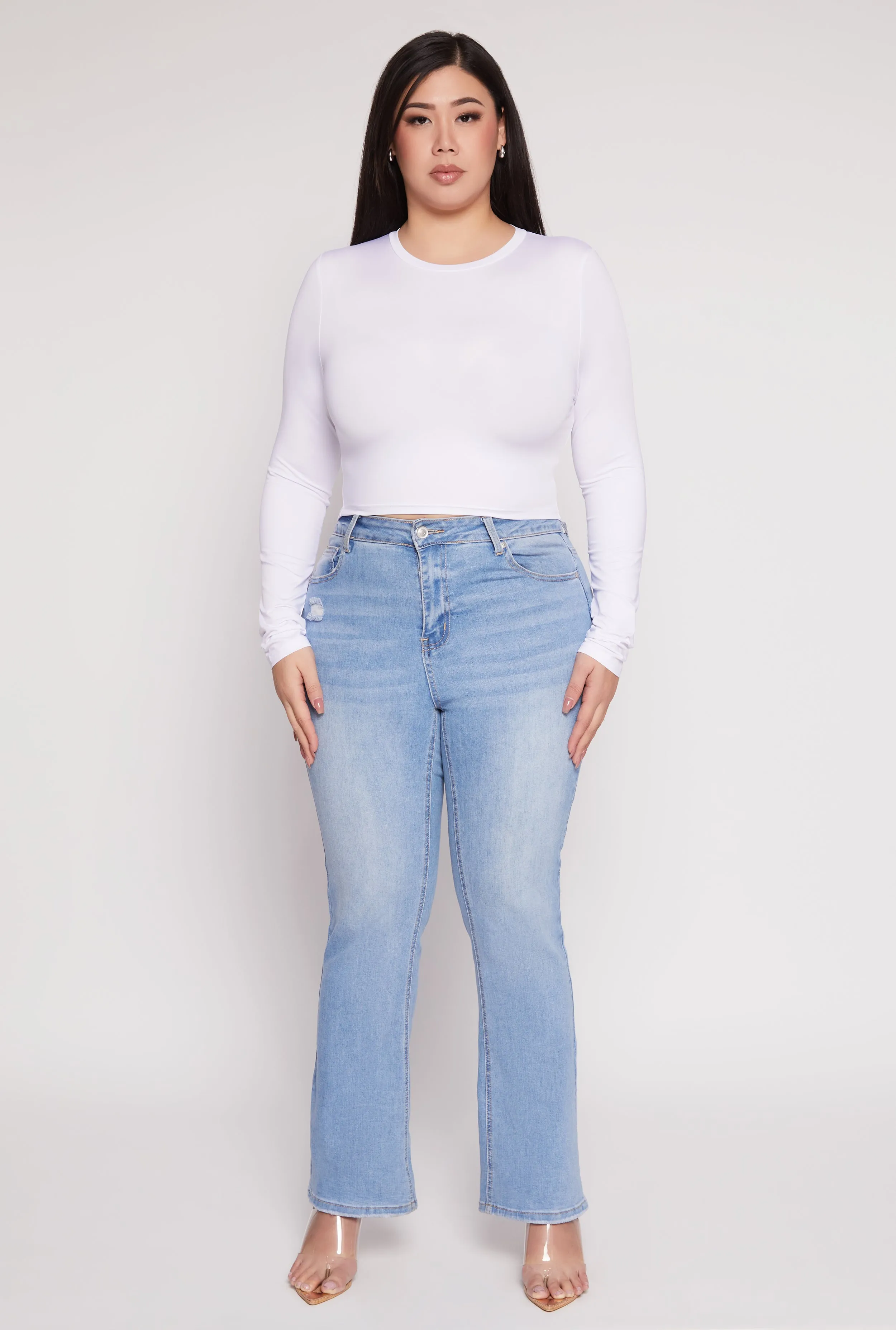 Plus Size Daisy Long Sleeve Crop Top sold by Rainbow product image thumbnail 4