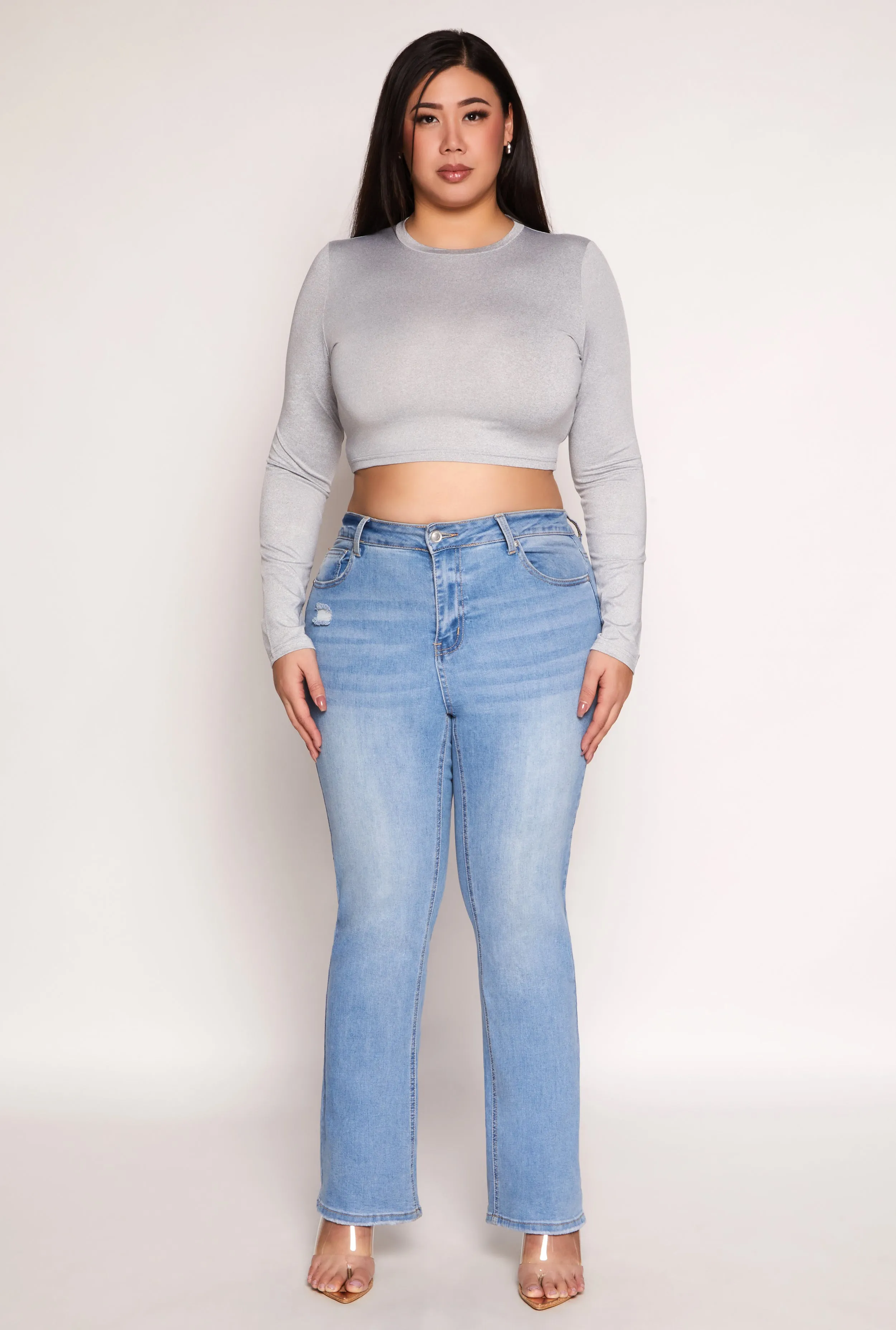 Plus Size Daisy Long Sleeve Crop Top sold by Rainbow product image thumbnail 3