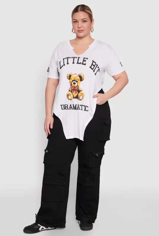 Plus Size A Little Bit Dramatic Side Slit Graphic Tee made by Rainbow