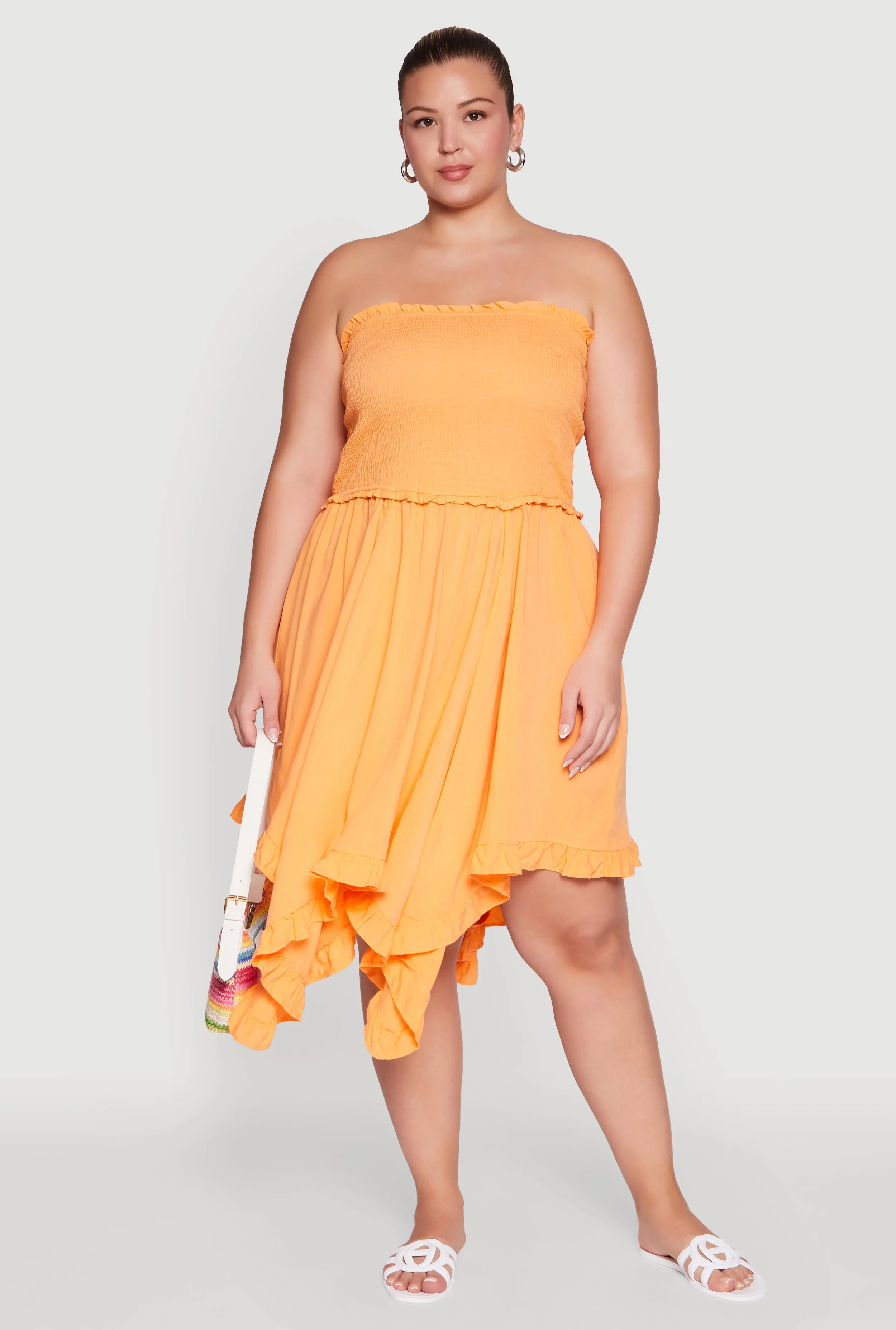 Plus Size Smocked Handkerchief Hem Tube Dress sold by Rainbow product image thumbnail 5