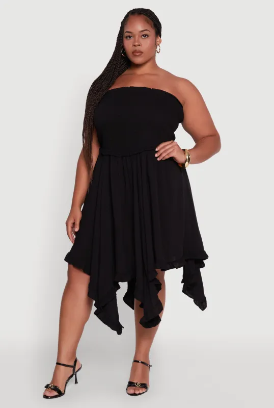 Plus Size Smocked Handkerchief Hem Tube Dress sold by Rainbow