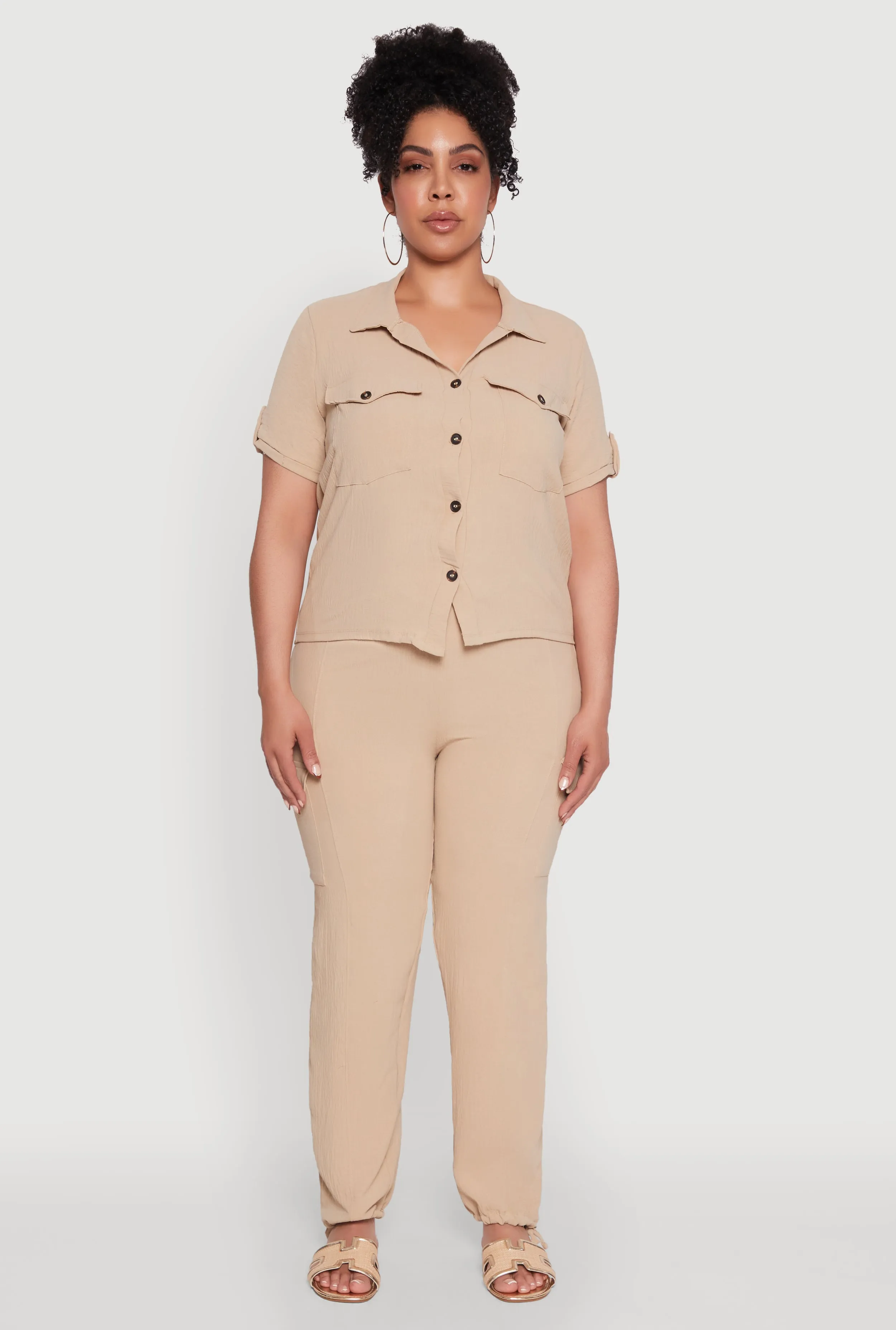 Plus Size Trendy High Waisted Cargo Pants sold by Rainbow product image thumbnail 3