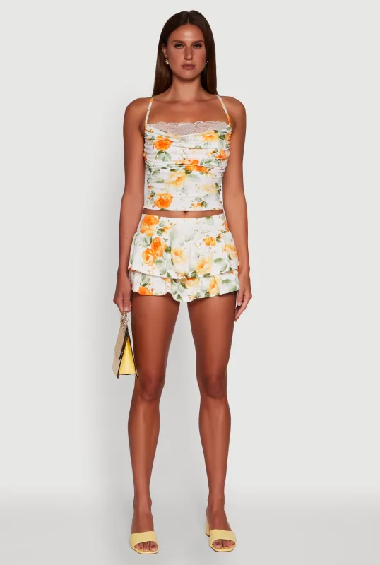 Floral Ruffle Tiered Skort sold by Rainbow