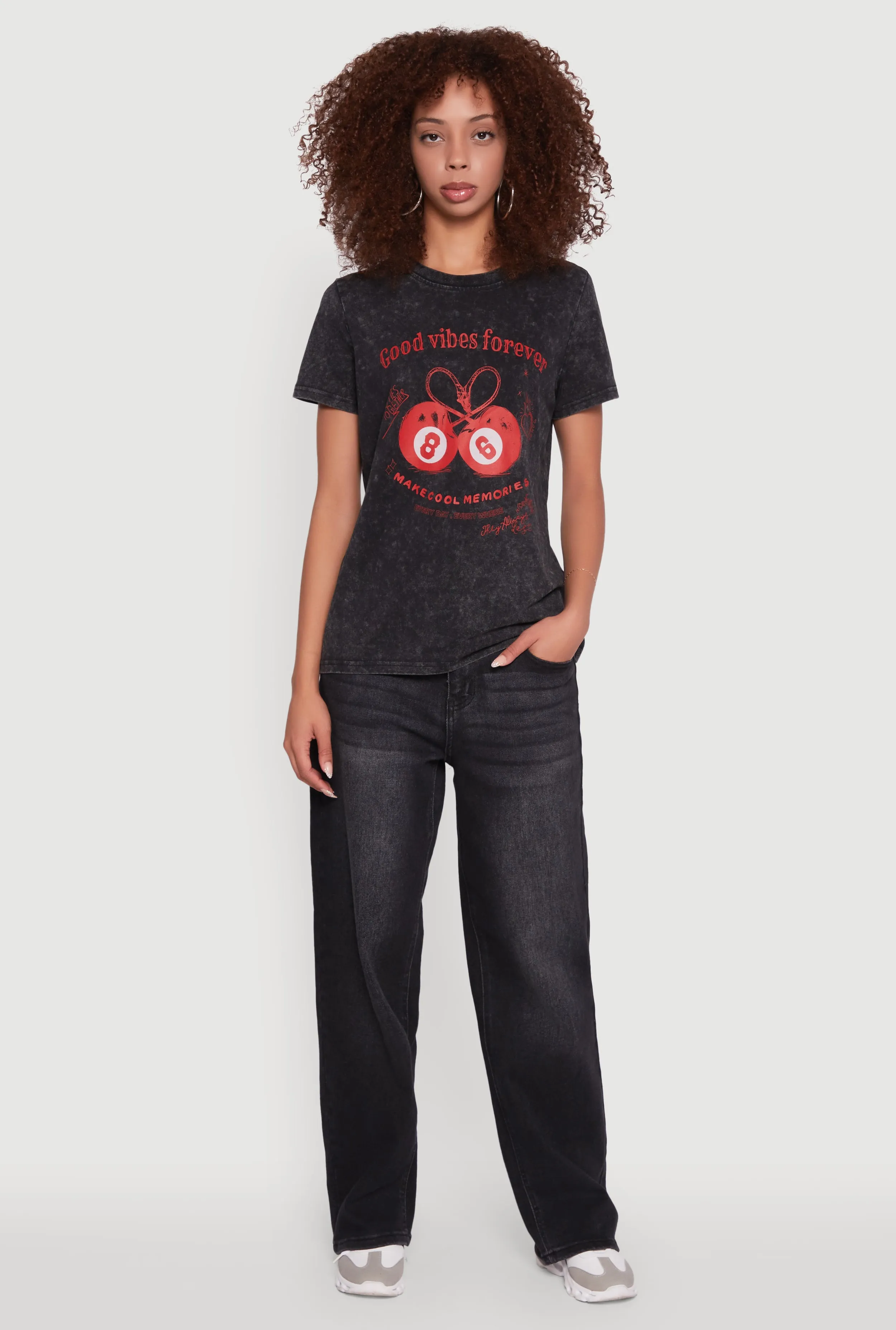 Mineral Wash Good Vibes Forever Graphic Tee sold by Rainbow