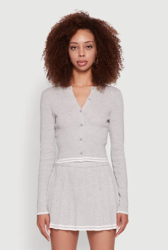 Daisy Button Front Varsity Stripe Cardigan sold by Rainbow