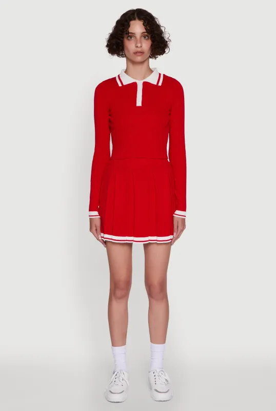 Daisy Varsity Stripe High Waisted Pleated Skirt sold by Rainbow