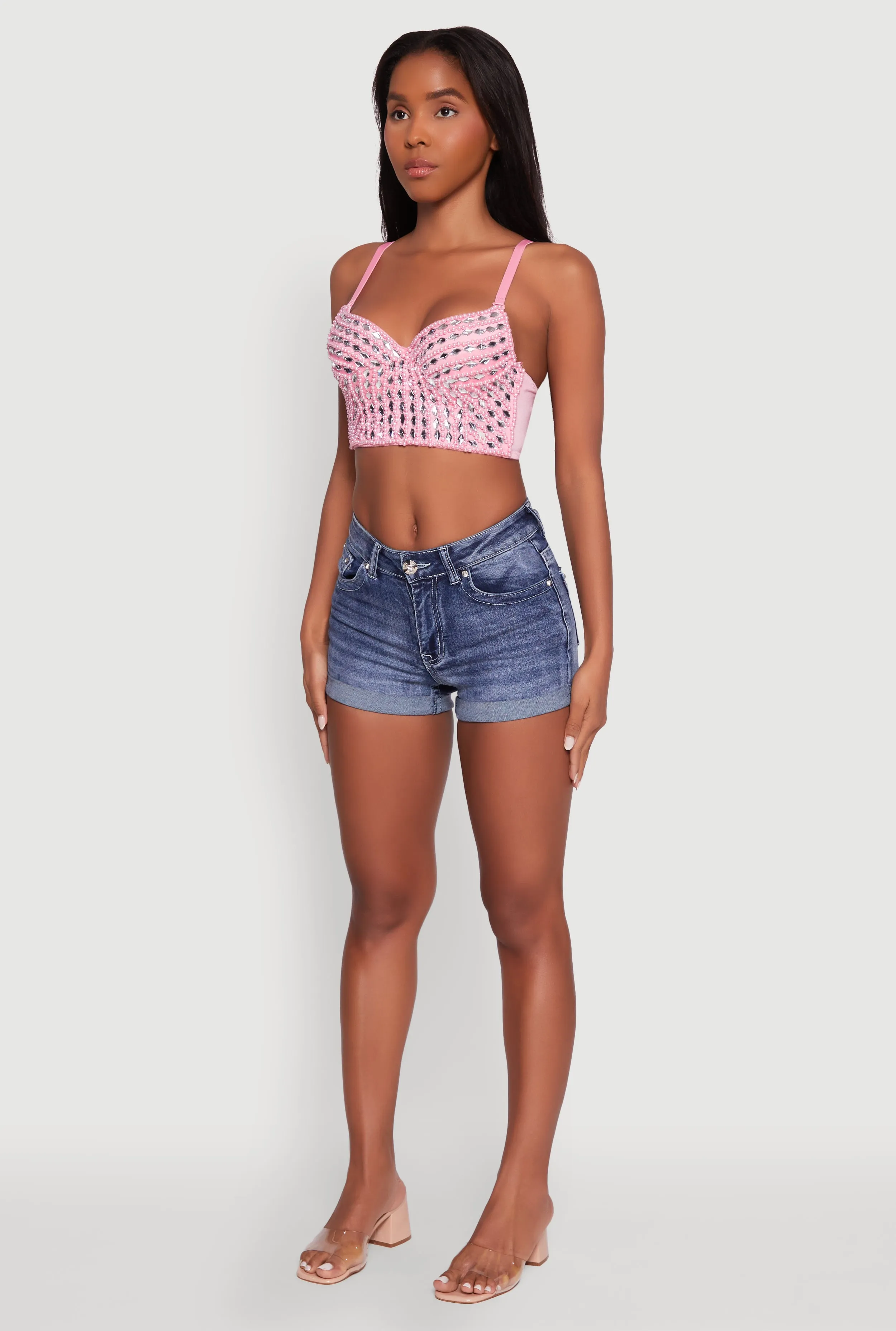 Gemstone Faux Pearl Beaded Bustier Top sold by Rainbow product image thumbnail 5