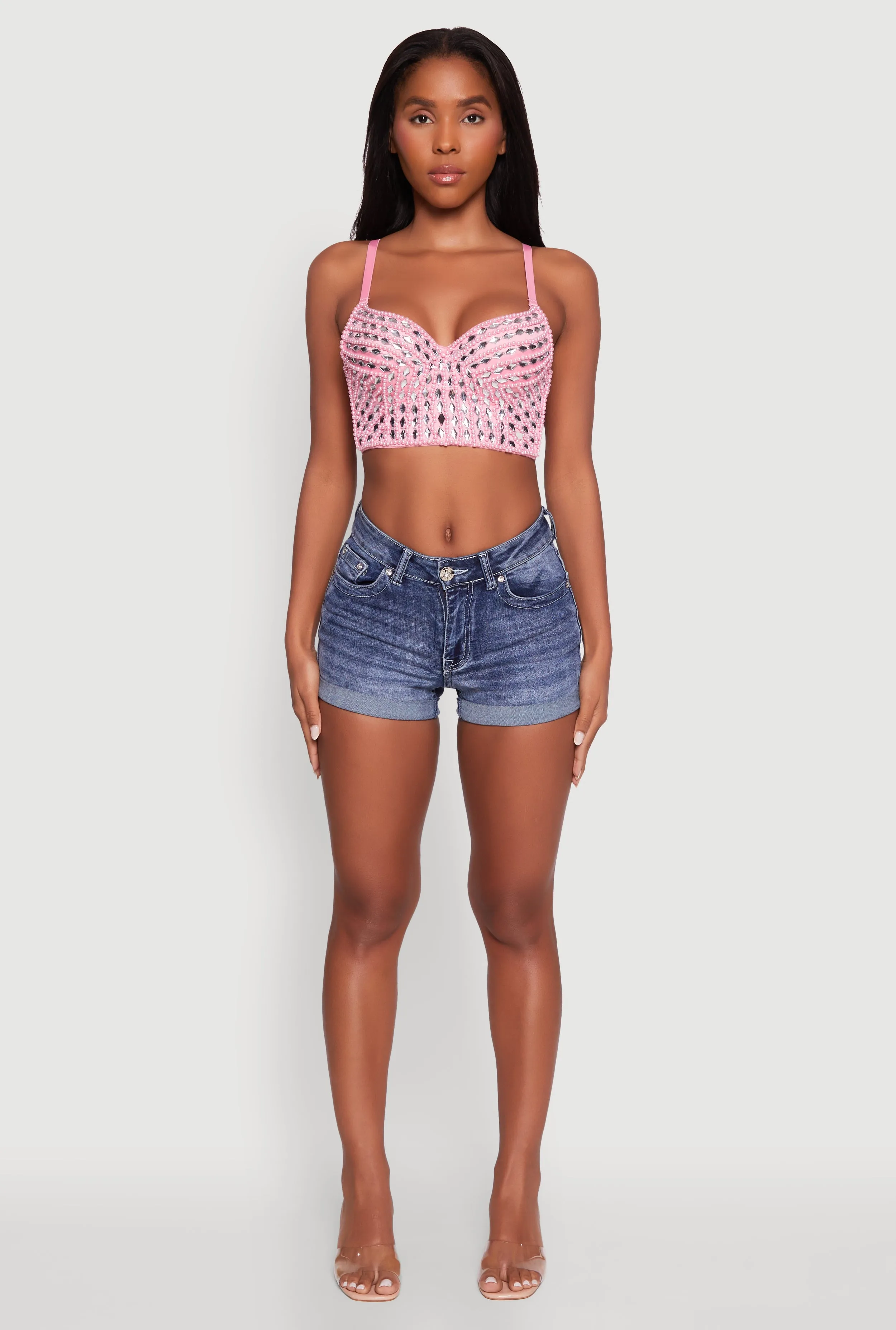 Gemstone Faux Pearl Beaded Bustier Top sold by Rainbow product image thumbnail 3