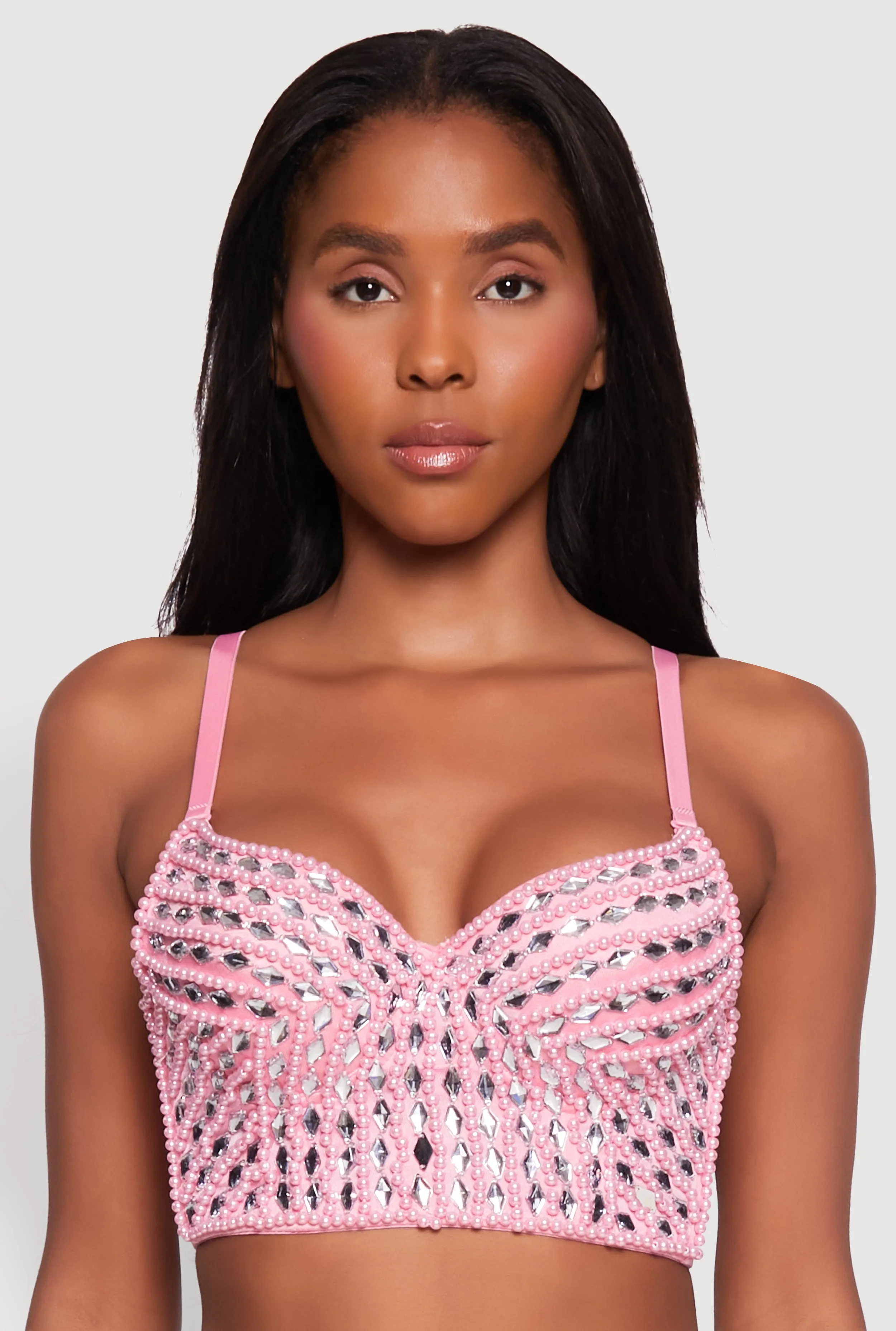 Gemstone Faux Pearl Beaded Bustier Top sold by Rainbow product image thumbnail 2