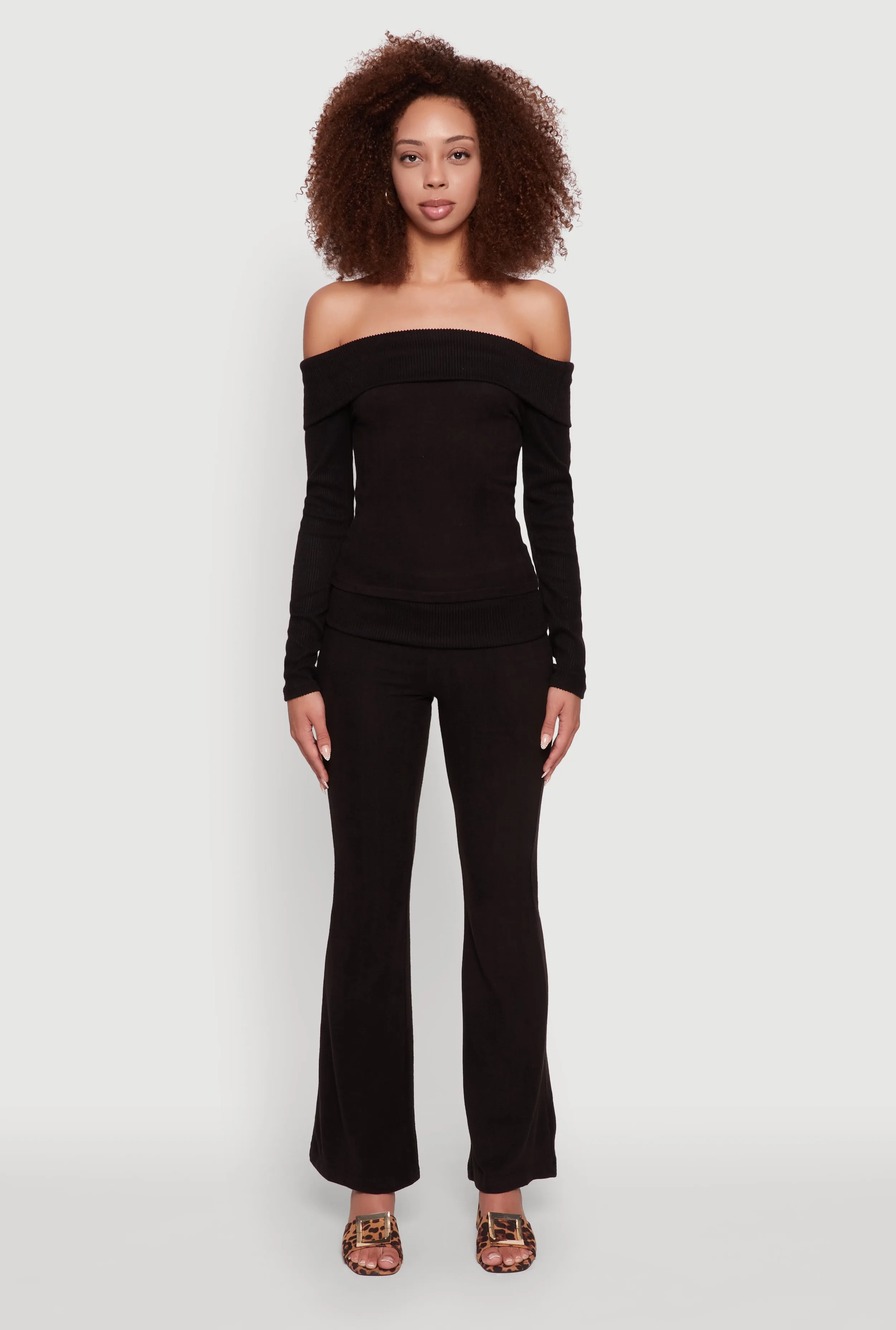 Haute Monde Fold Over Off The Shoulder Long Sleeve Blouse sold by Rainbow product image thumbnail 2