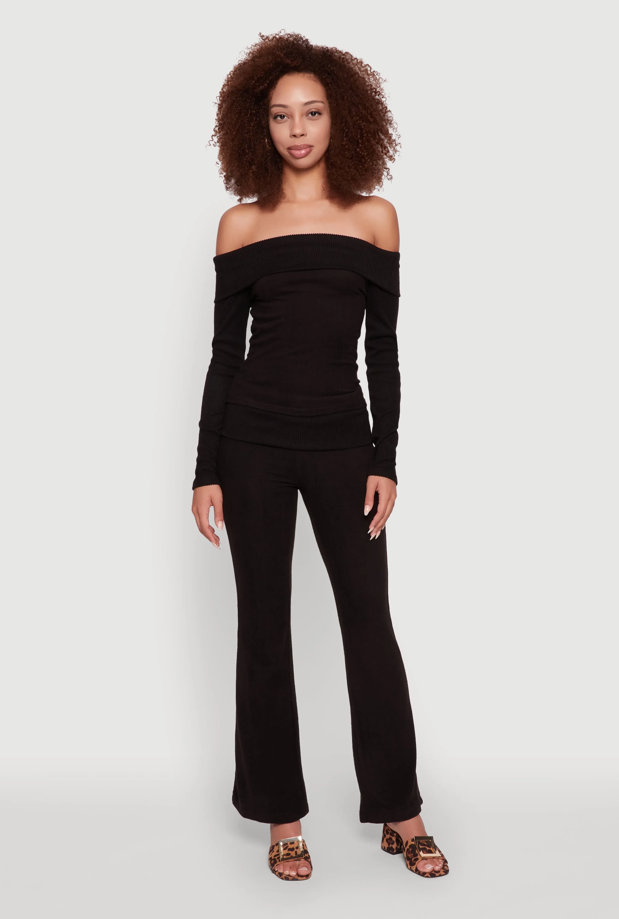 Haute Monde Fold Over Off The Shoulder Long Sleeve Blouse sold by Rainbow product image thumbnail 3