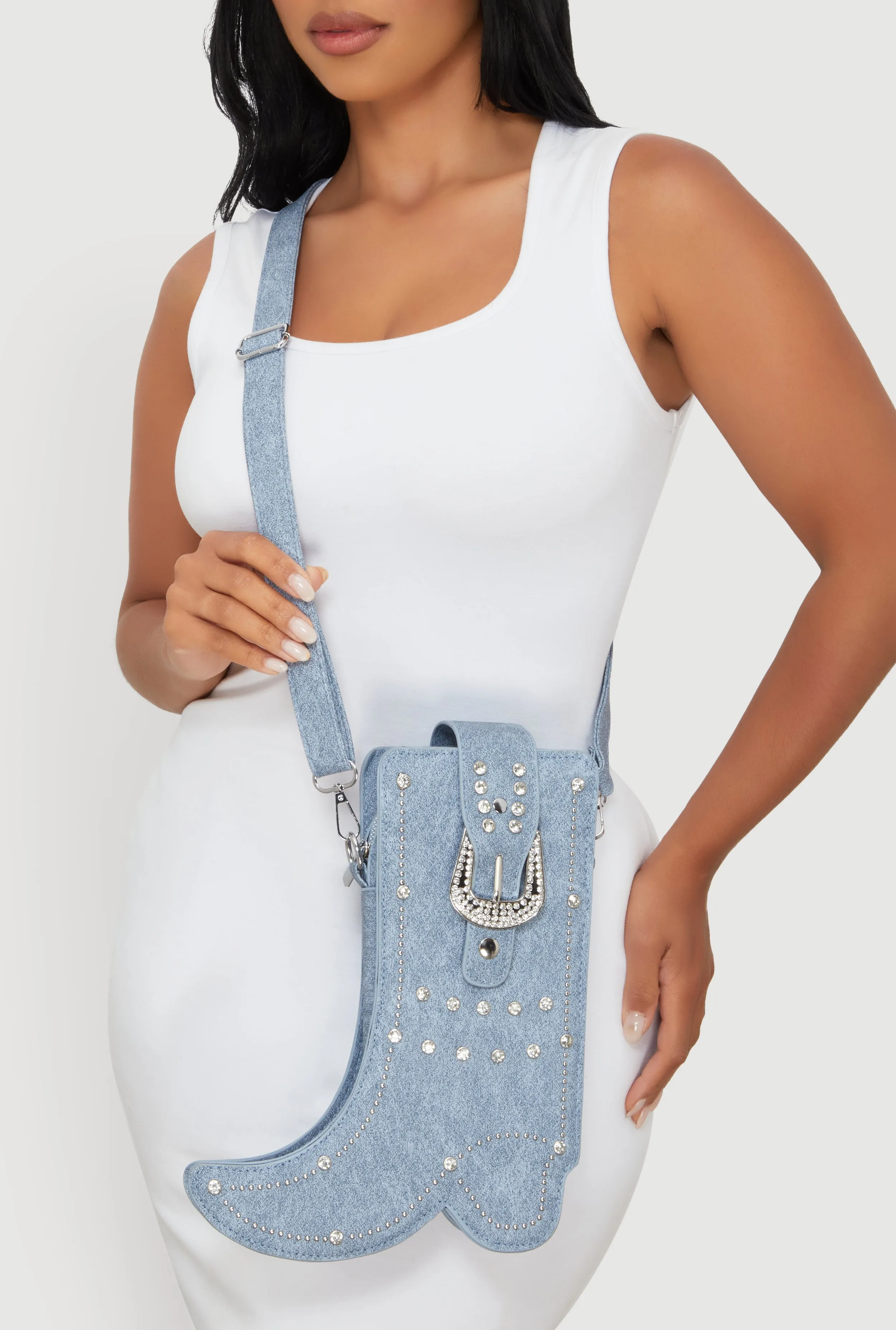 Western Denim Cowboy Boot Crossbody Bag sold by Rainbow product image thumbnail 2