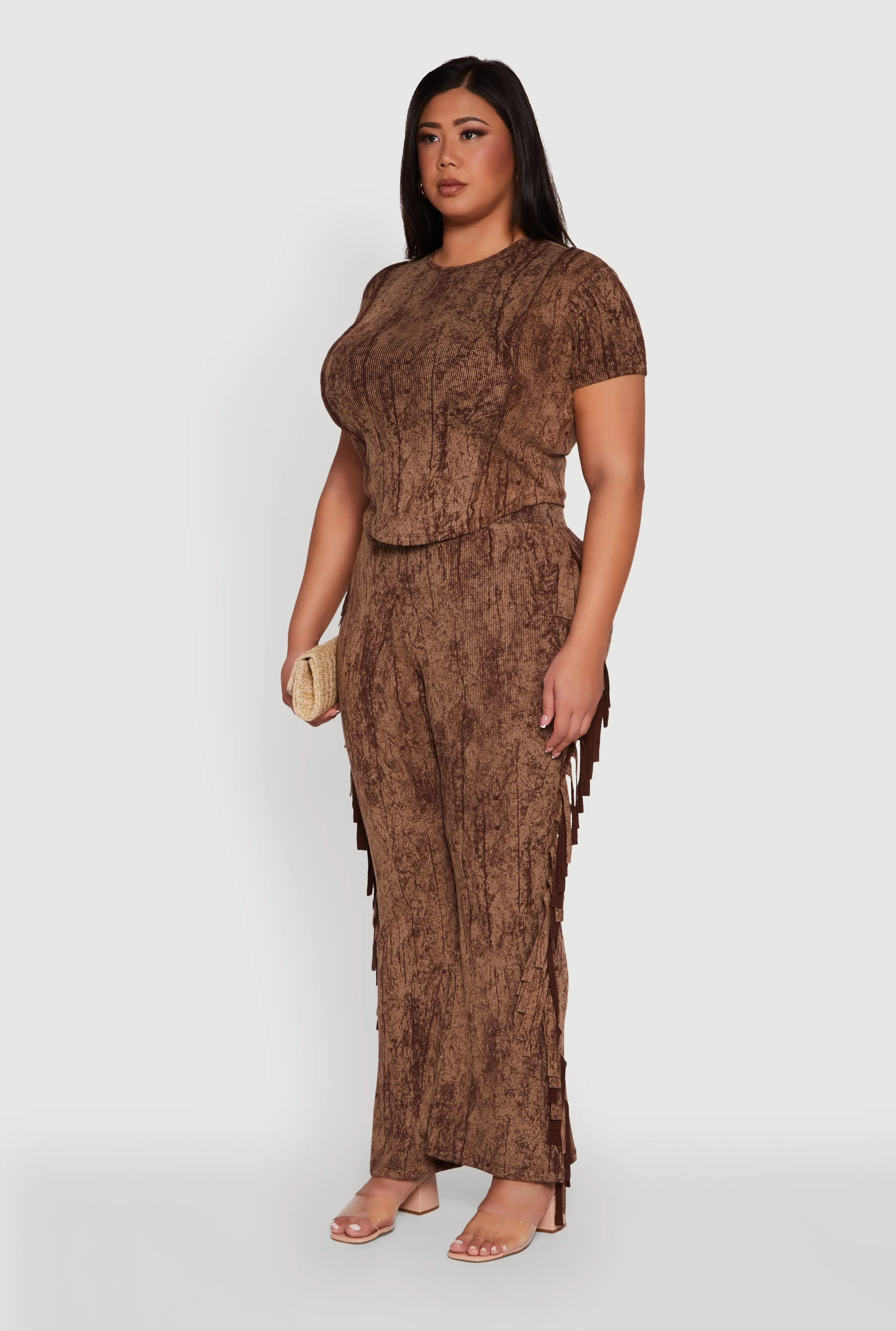 Plus Size Mineral Wash Pintuck Short Sleeve Top sold by Rainbow product image thumbnail 5