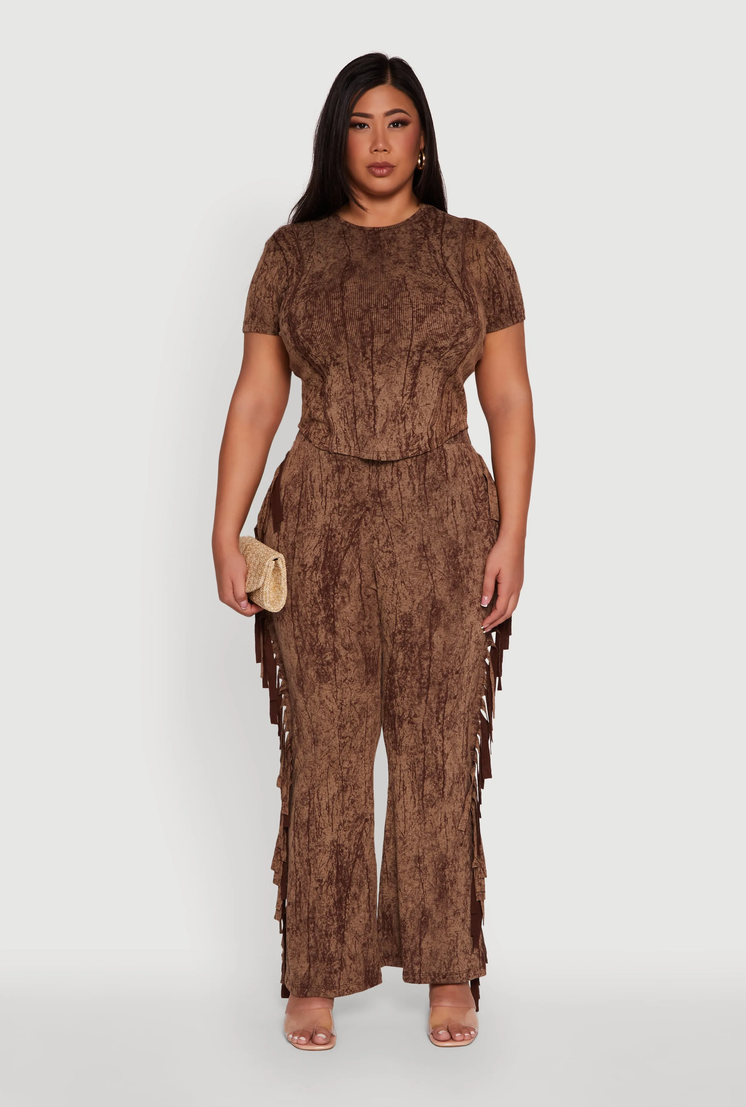 Plus Size Mineral Wash Pintuck Short Sleeve Top sold by Rainbow product image thumbnail 3