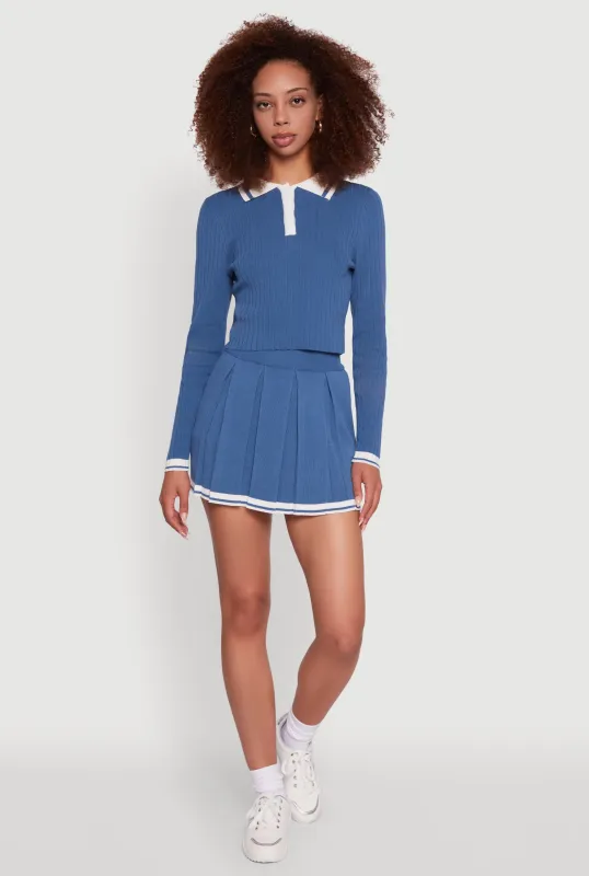 Daisy Varsity Stripe High Waisted Pleated Skirt sold by Rainbow