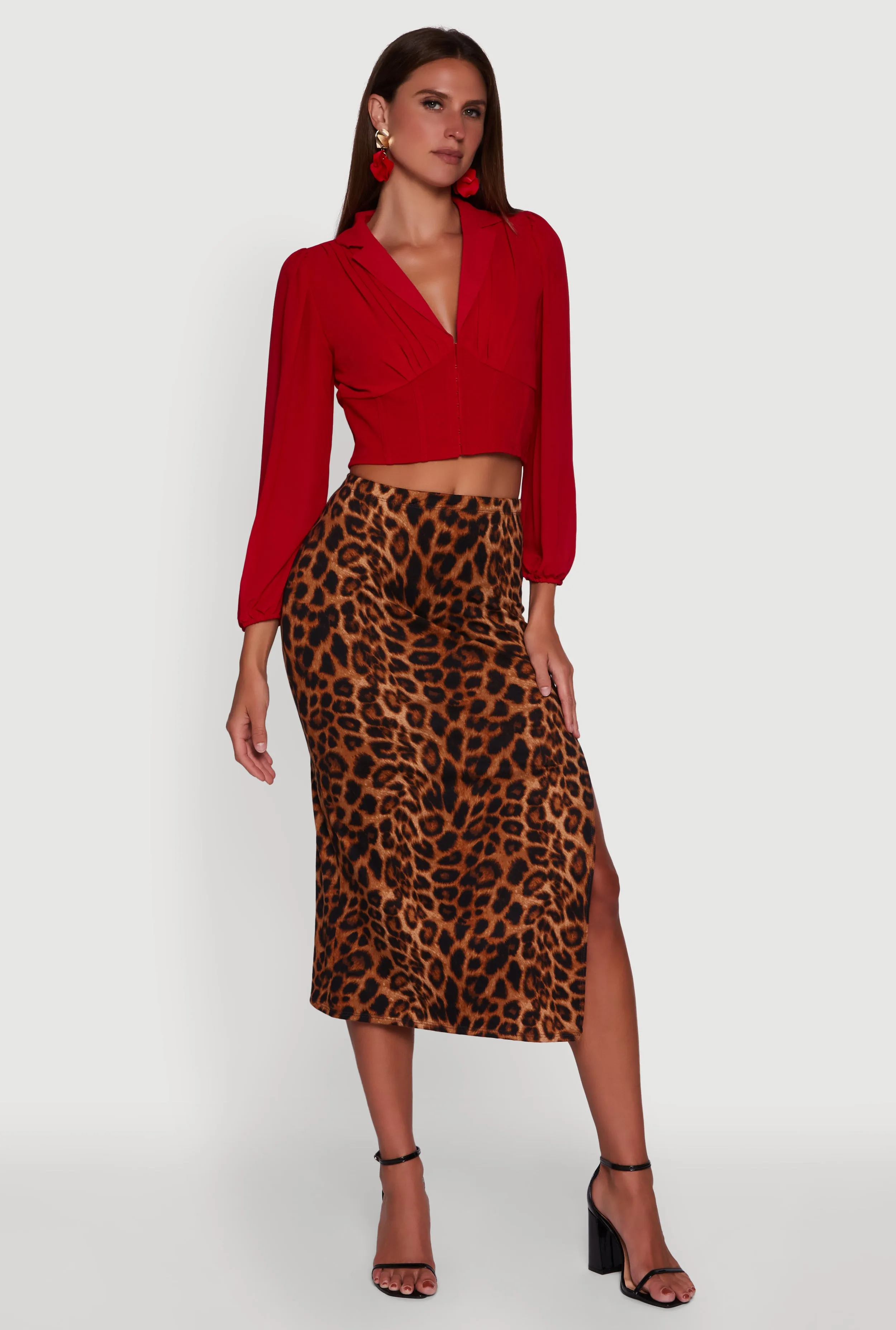 Chiffon Bubble Sleeve Cropped Corset Top sold by Rainbow