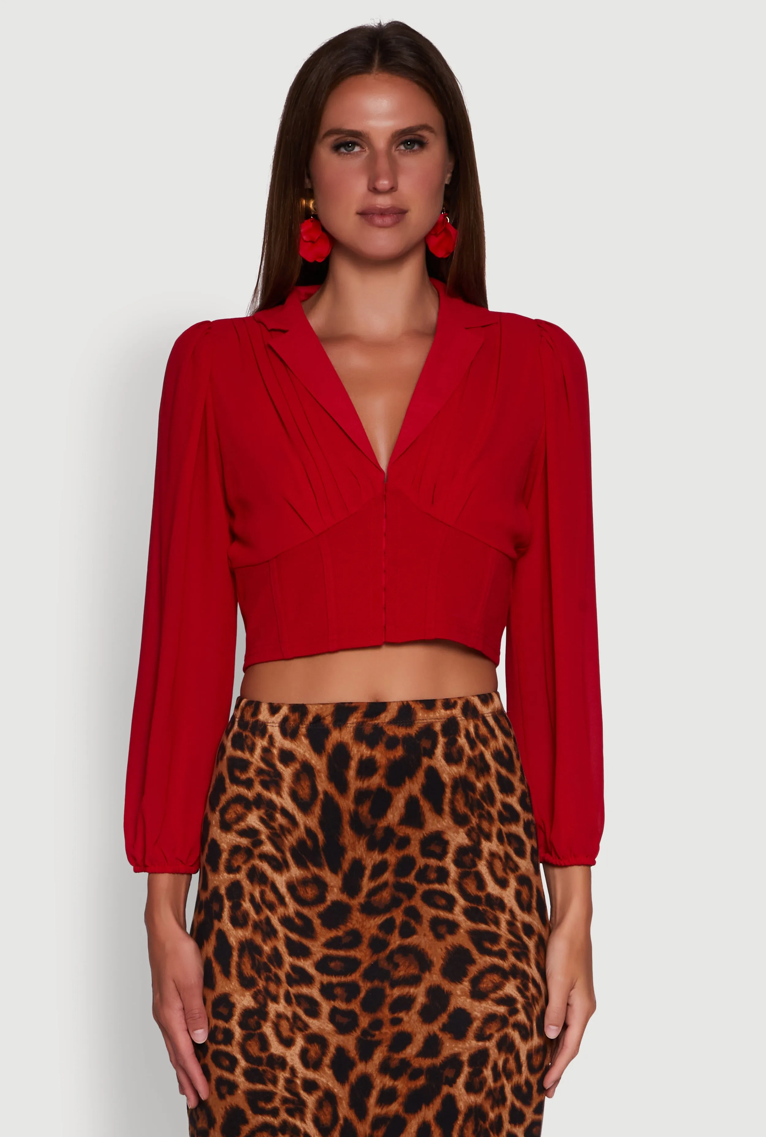 Chiffon Bubble Sleeve Cropped Corset Top sold by Rainbow product image thumbnail 2