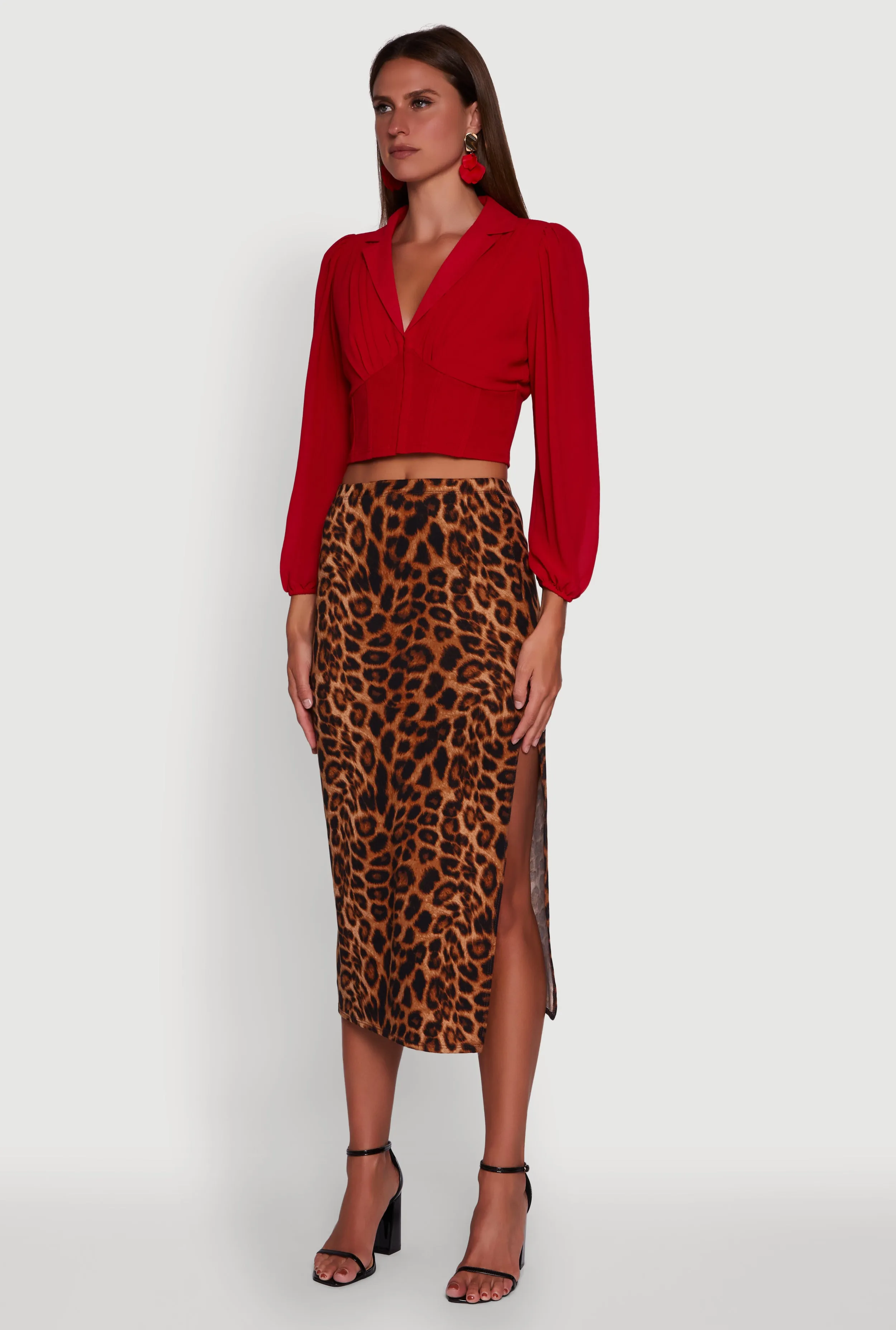 Chiffon Bubble Sleeve Cropped Corset Top sold by Rainbow product image thumbnail 5