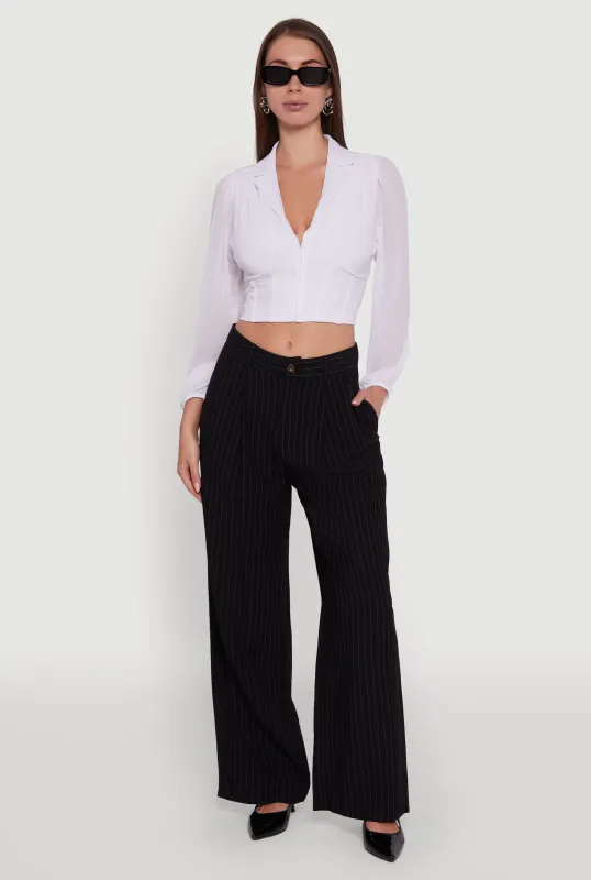 Chiffon Bubble Sleeve Cropped Corset Top sold by Rainbow