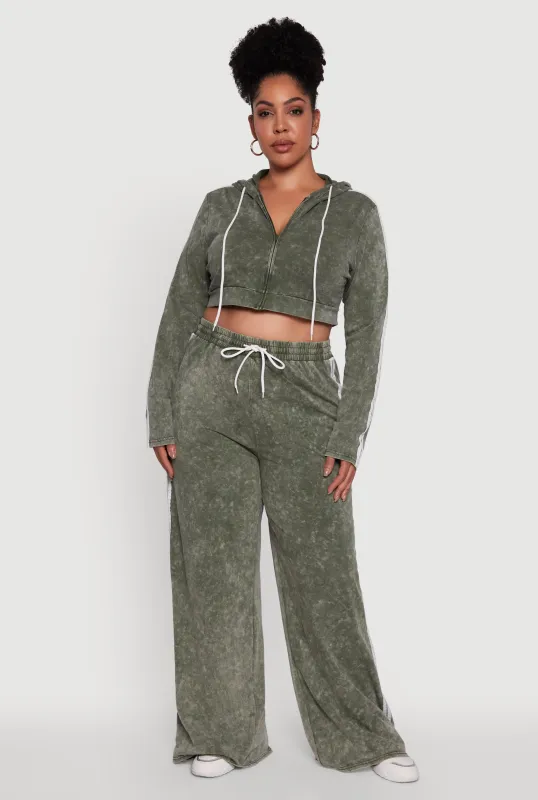 Plus Size Daisy High Waisted Acid Wash Wide Leg Pants sold by Rainbow