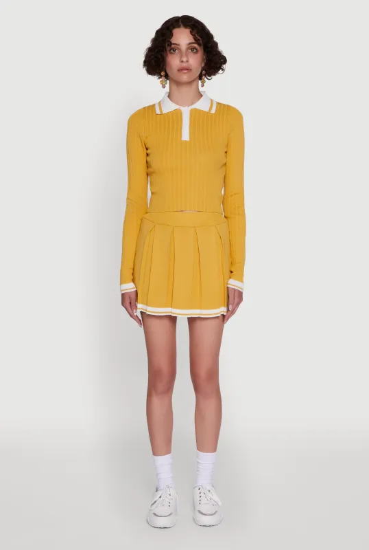 Daisy Varsity Stripe High Waisted Pleated Skirt sold by Rainbow