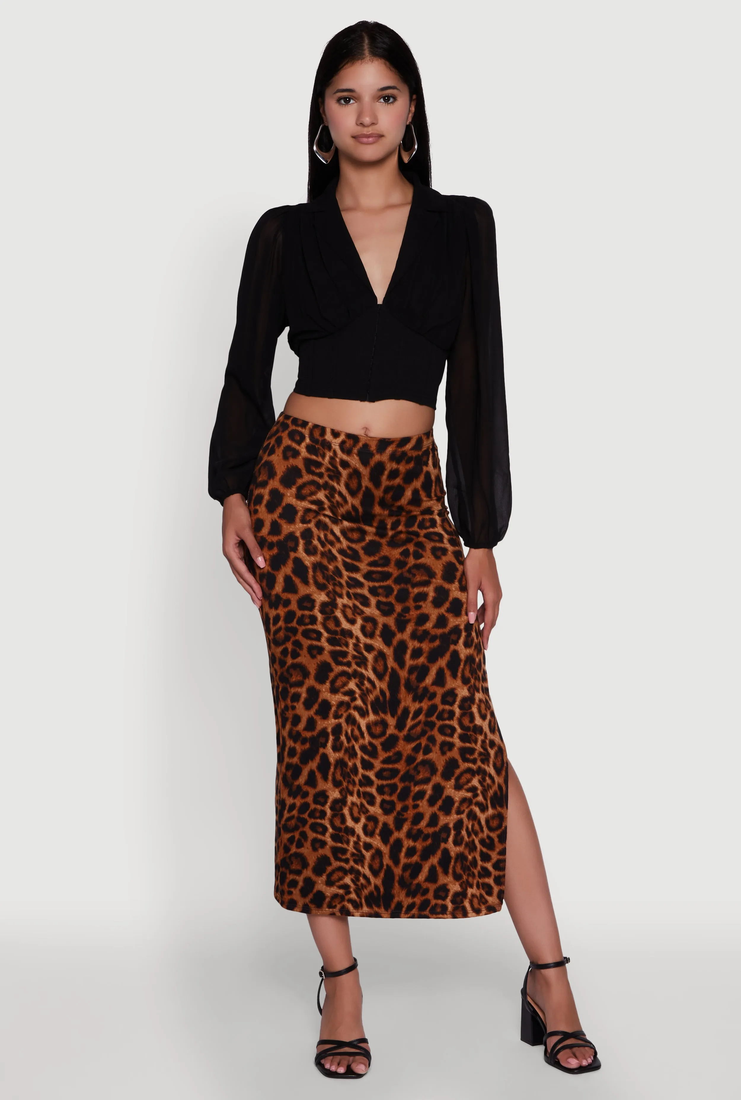 Chiffon Bubble Sleeve Cropped Corset Top sold by Rainbow