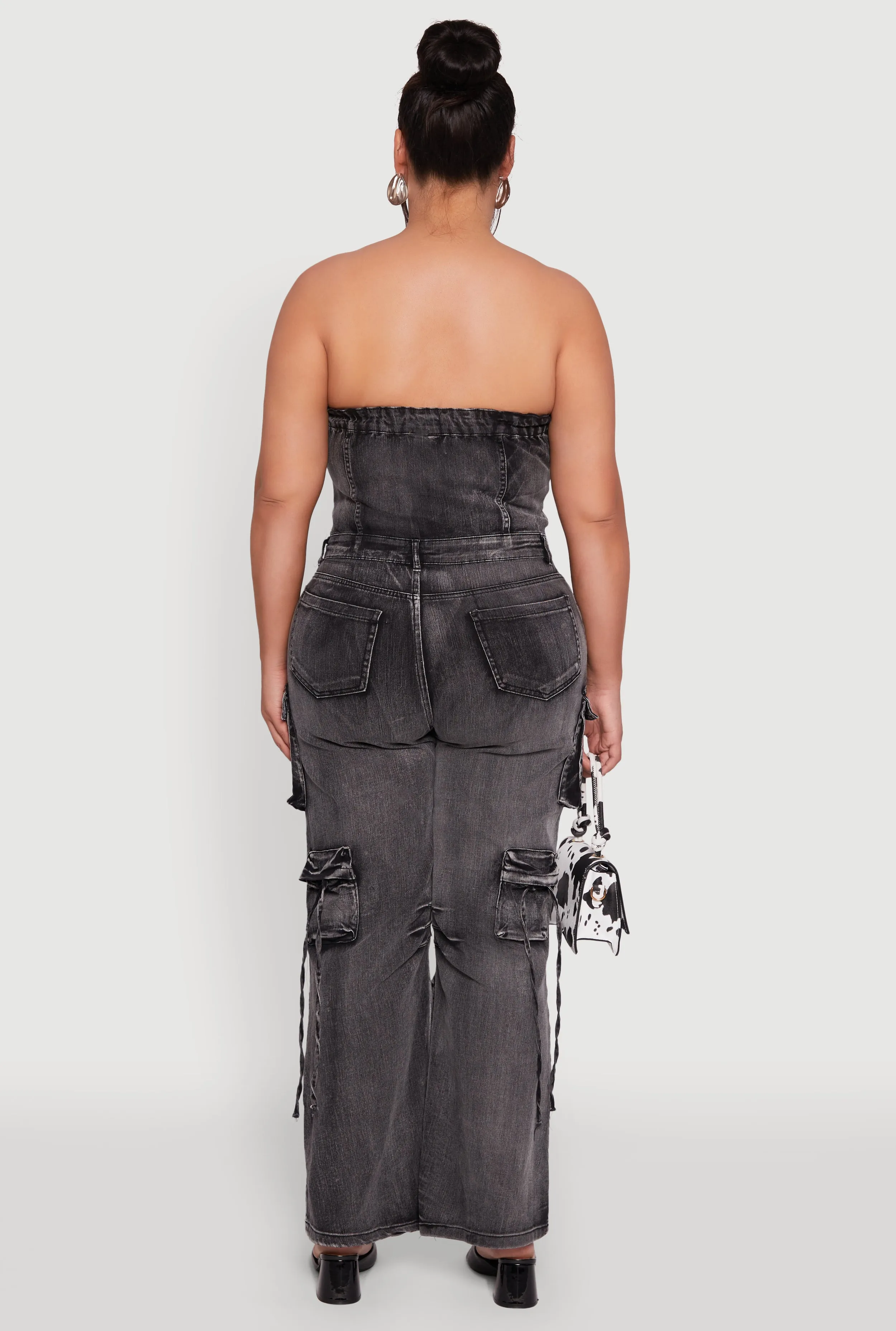 Plus Size Daisy Acid Wash Denim Strapless Jumpsuit sold by Rainbow product image thumbnail 5