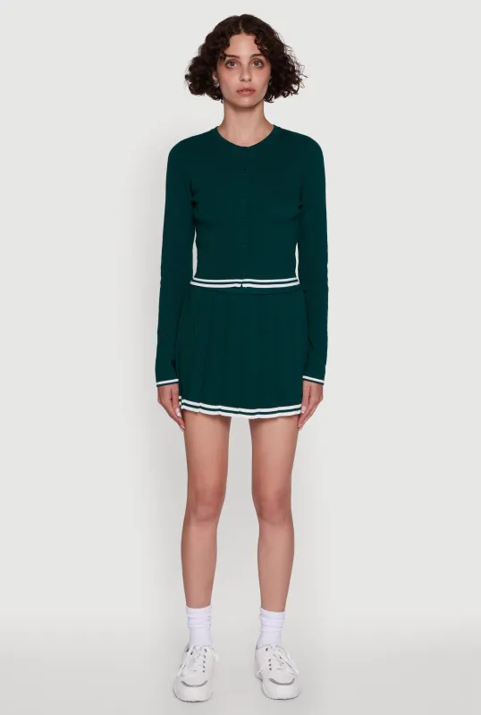 Daisy High Waisted Varsity Stripe Pleated Skirt sold by Rainbow