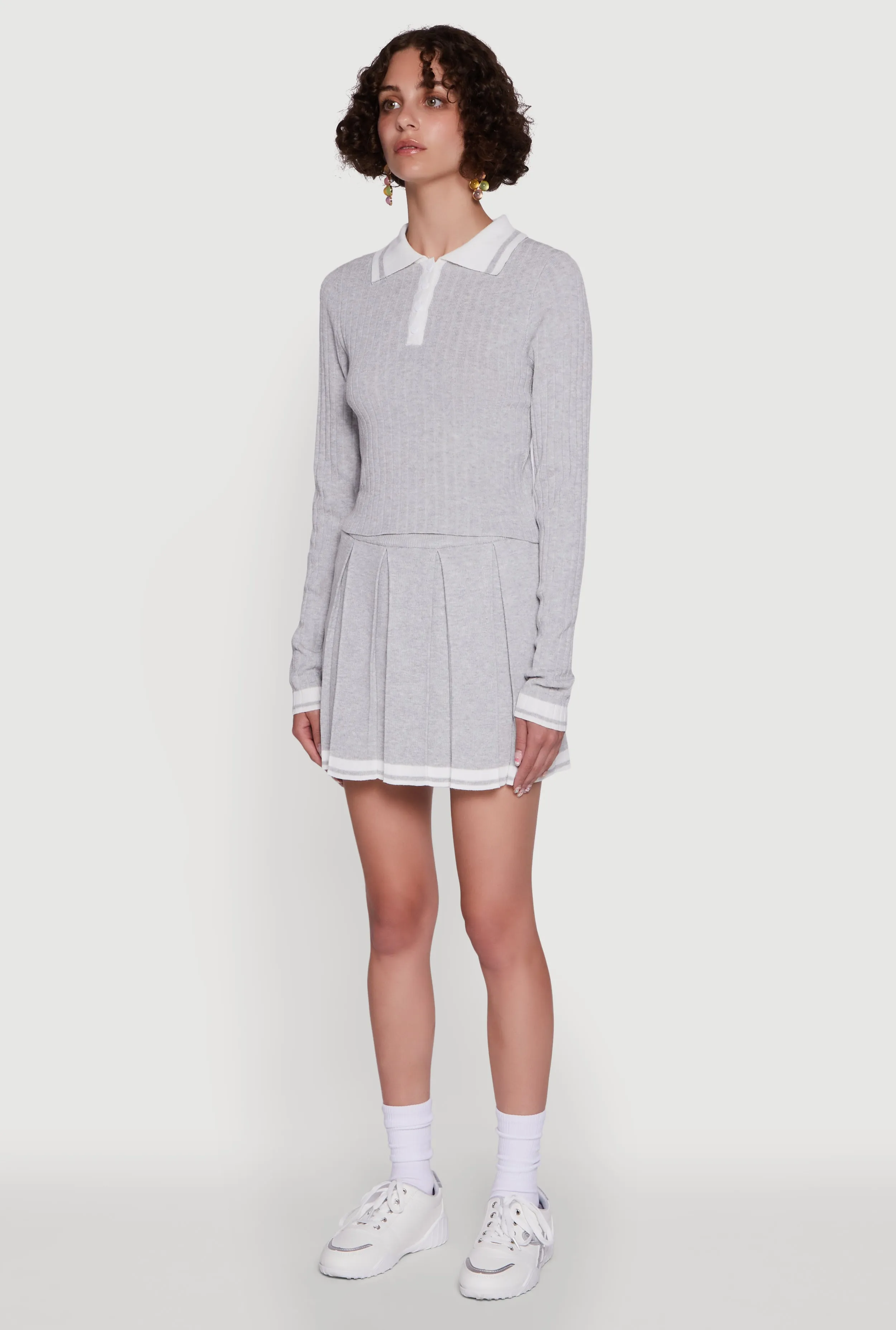 Daisy Ribbed Knit Varsity Stripe Polo Top sold by Rainbow product image thumbnail 5