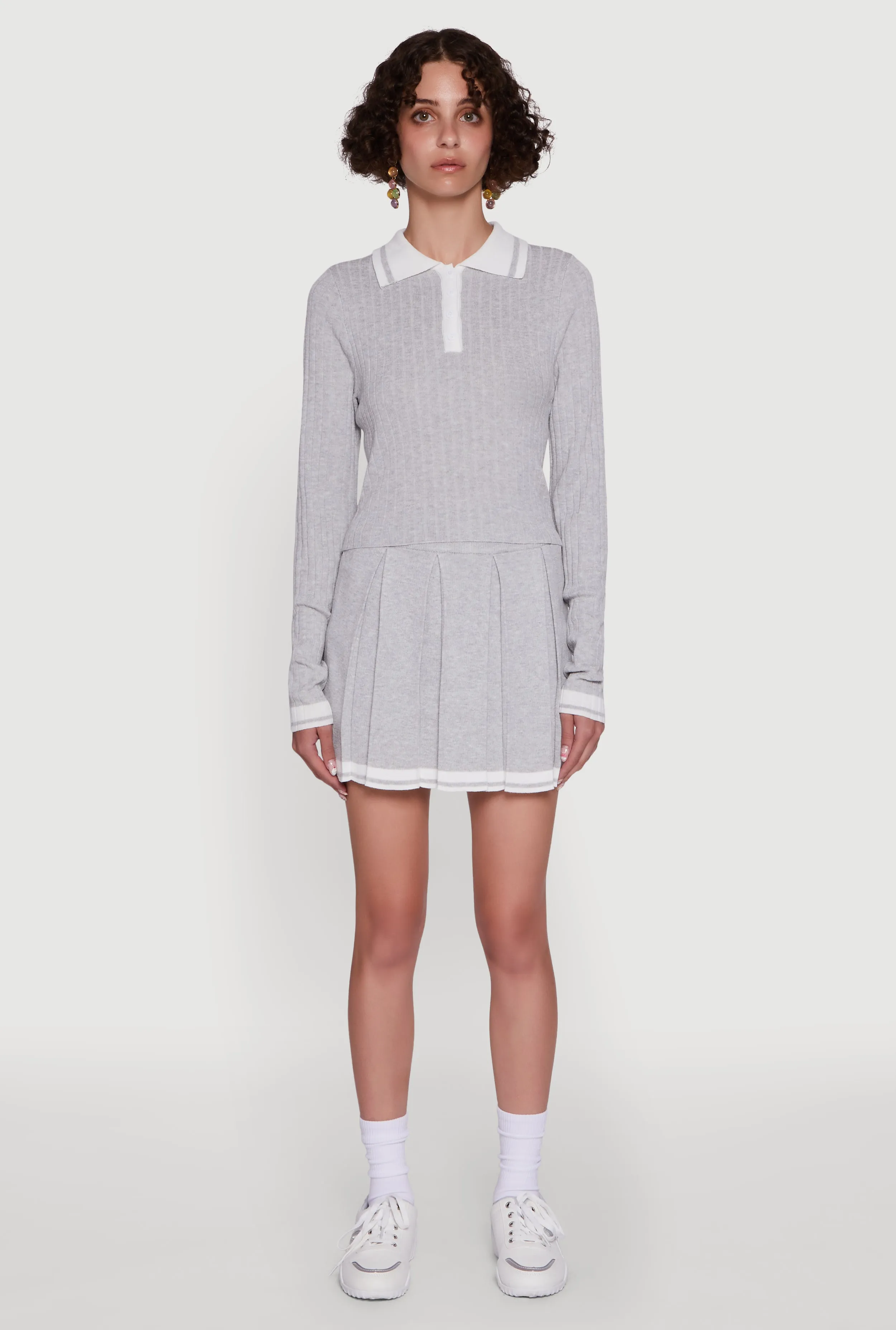 Daisy Ribbed Knit Varsity Stripe Polo Top sold by Rainbow product image thumbnail 2