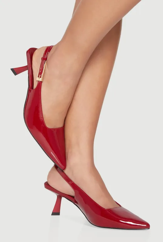 Slingback Pointed Toe Slanted Mid Heels sold by Rainbow