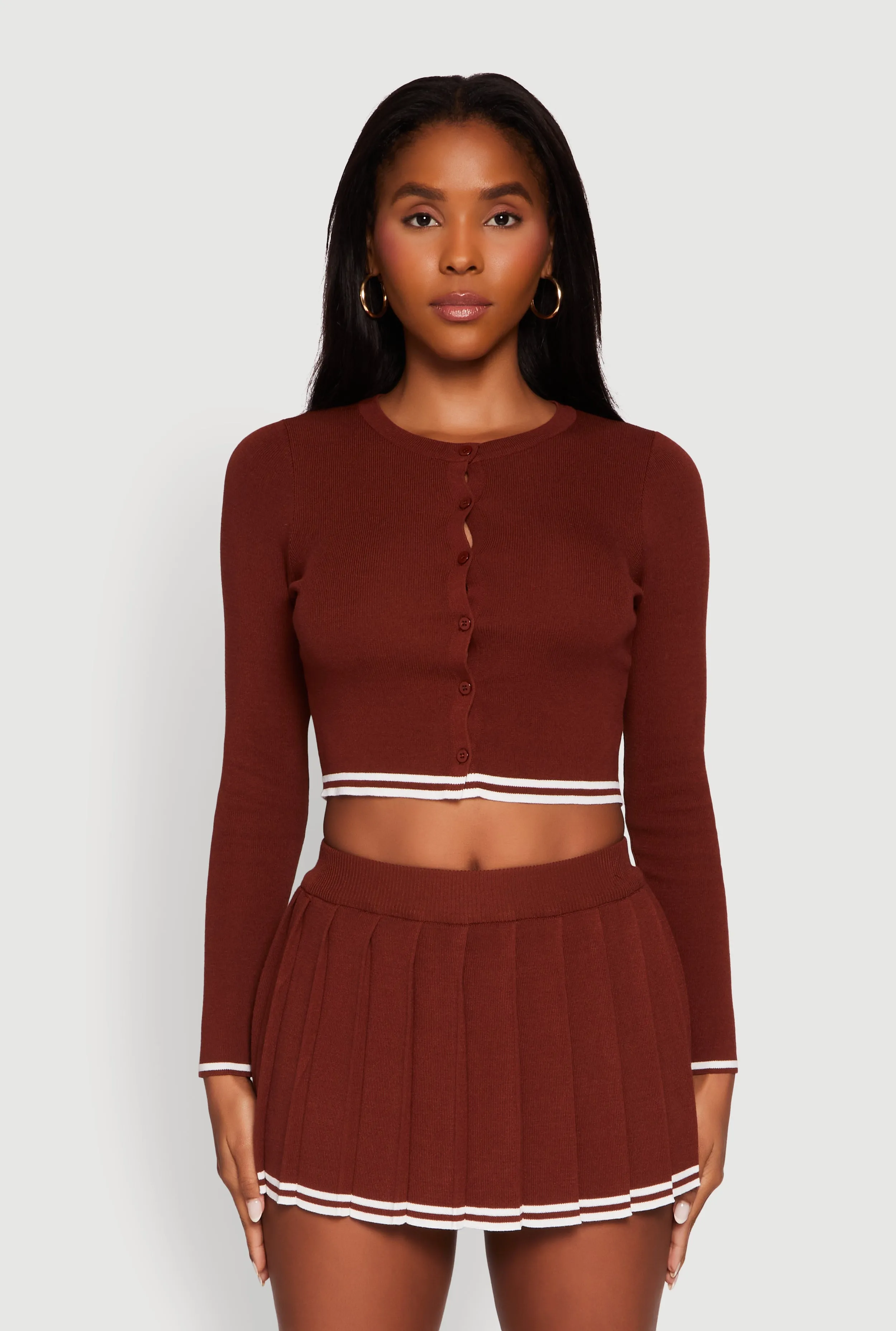 Daisy Button Front Varsity Stripe Cardigan sold by Rainbow