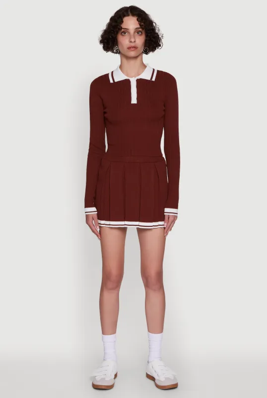 Daisy Ribbed Knit Varsity Stripe Polo Top sold by Rainbow