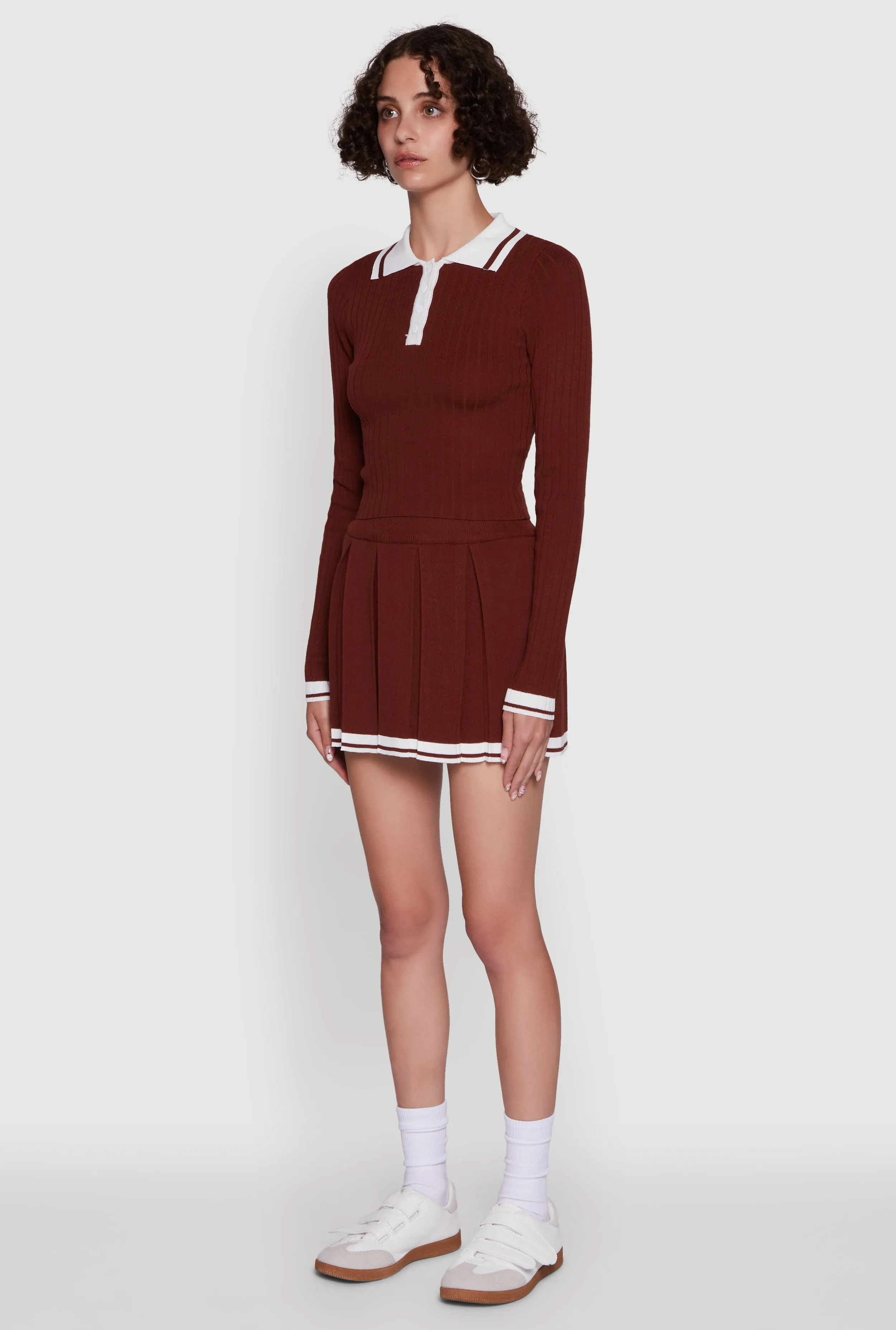 Daisy Ribbed Knit Varsity Stripe Polo Top sold by Rainbow product image thumbnail 5