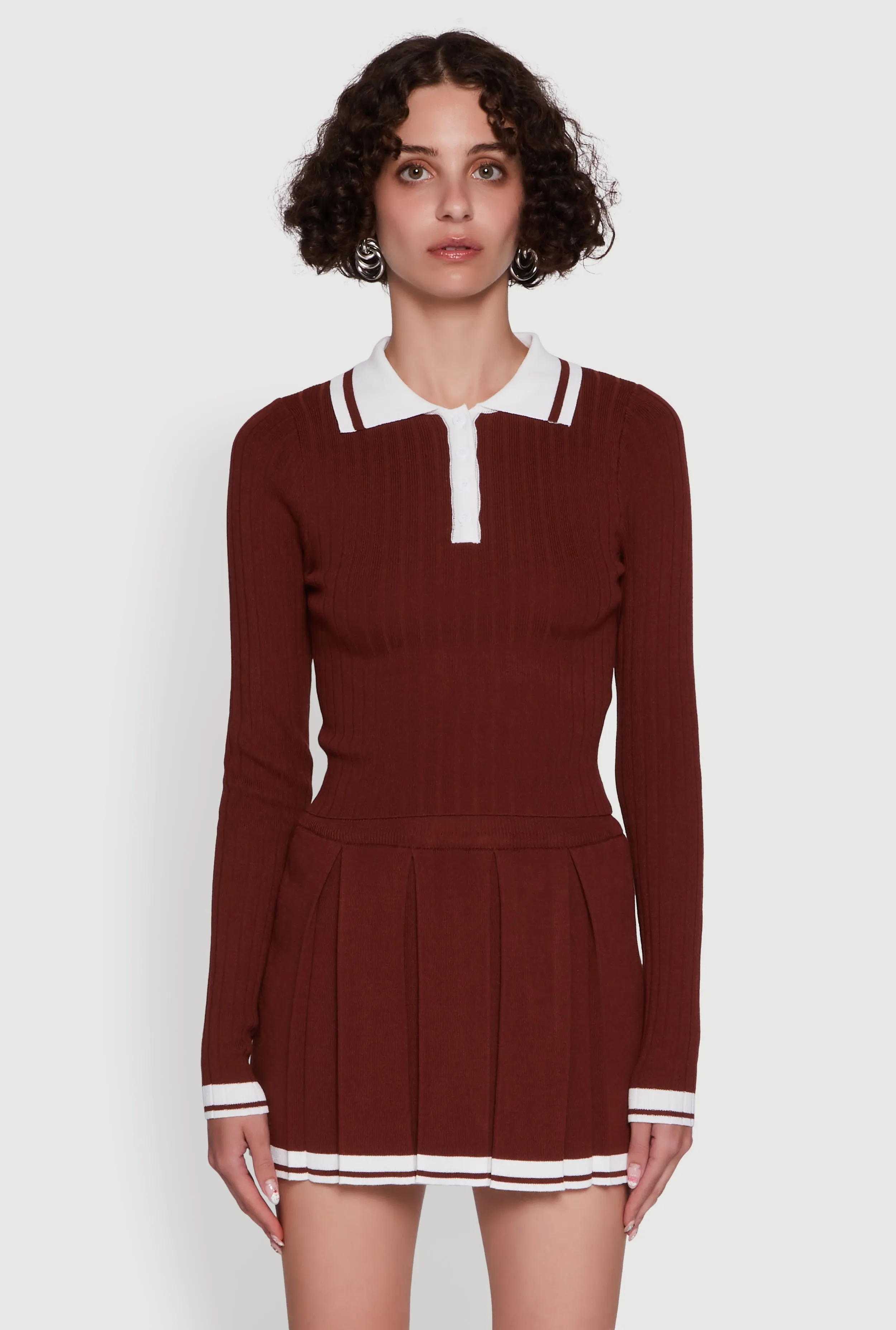 Daisy Ribbed Knit Varsity Stripe Polo Top sold by Rainbow product image thumbnail 2