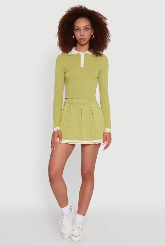 Daisy Varsity Stripe High Waisted Pleated Skirt sold by Rainbow