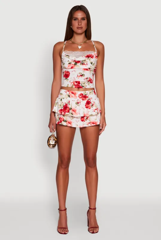 Floral Ruffle Tiered Skort sold by Rainbow