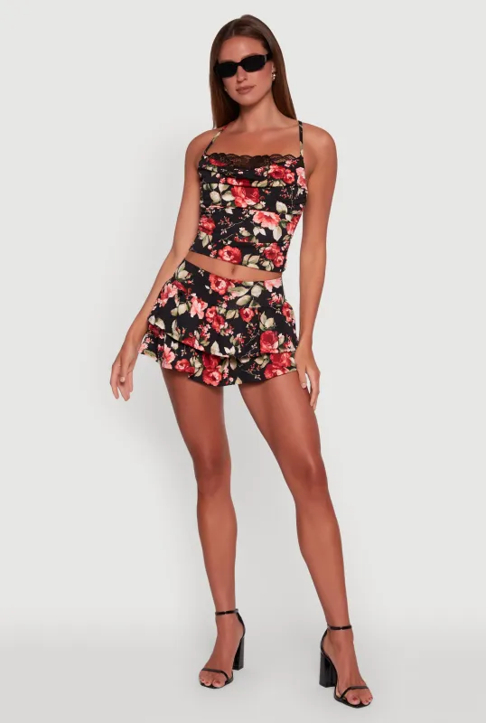 Floral Ruffle Tiered Skort sold by Rainbow