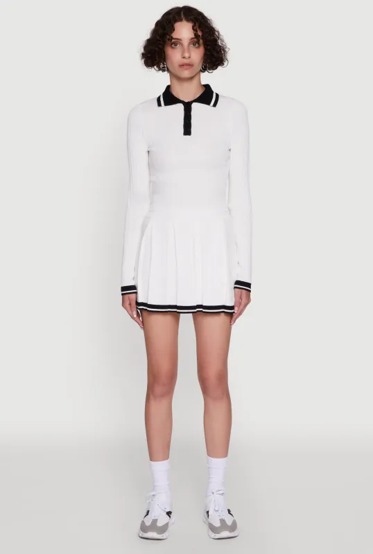 Daisy Ribbed Knit Varsity Stripe Polo Top sold by Rainbow