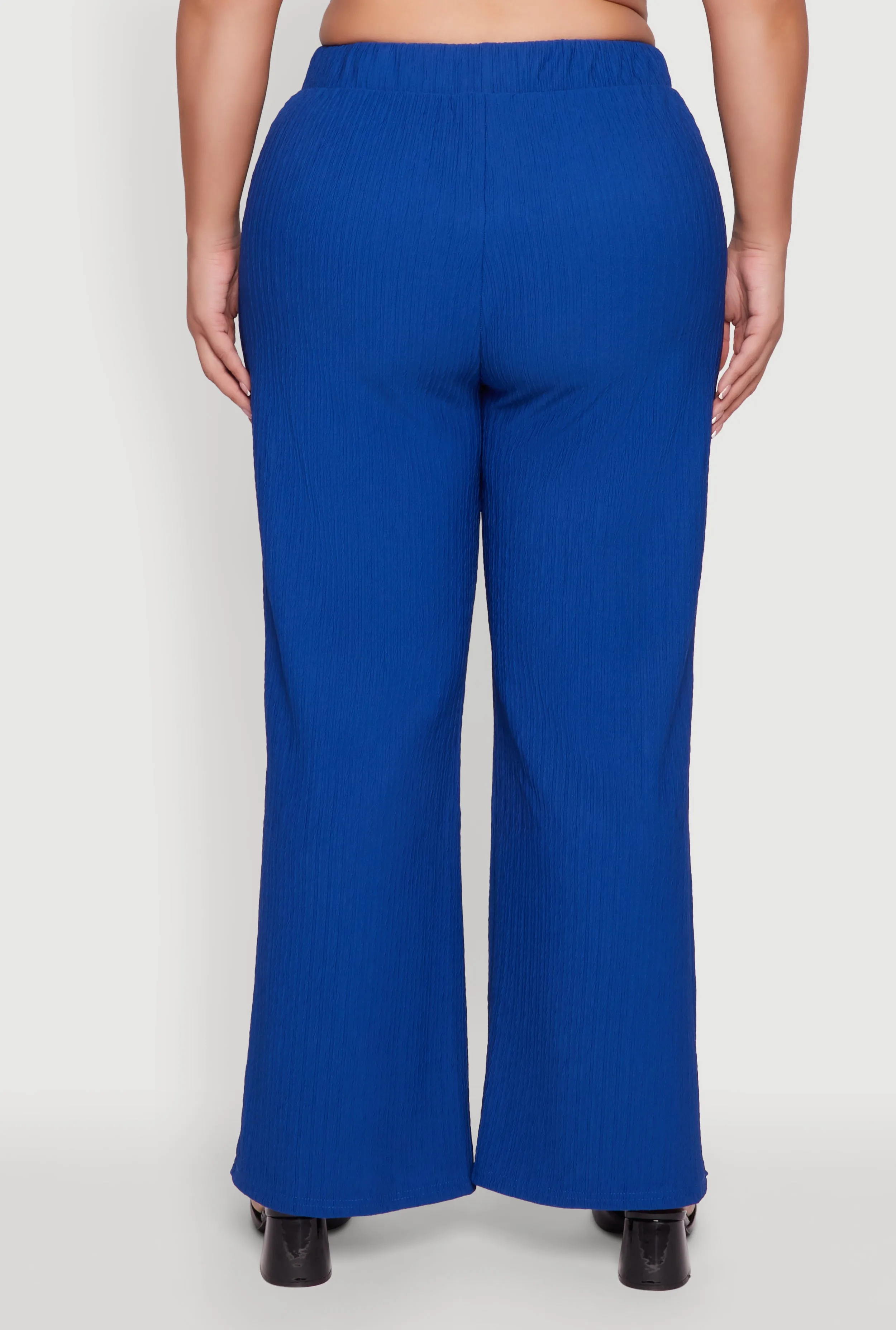 Plus Size Textured Knit Solid High Waisted Palazzo Pants sold by Rainbow product image thumbnail 5
