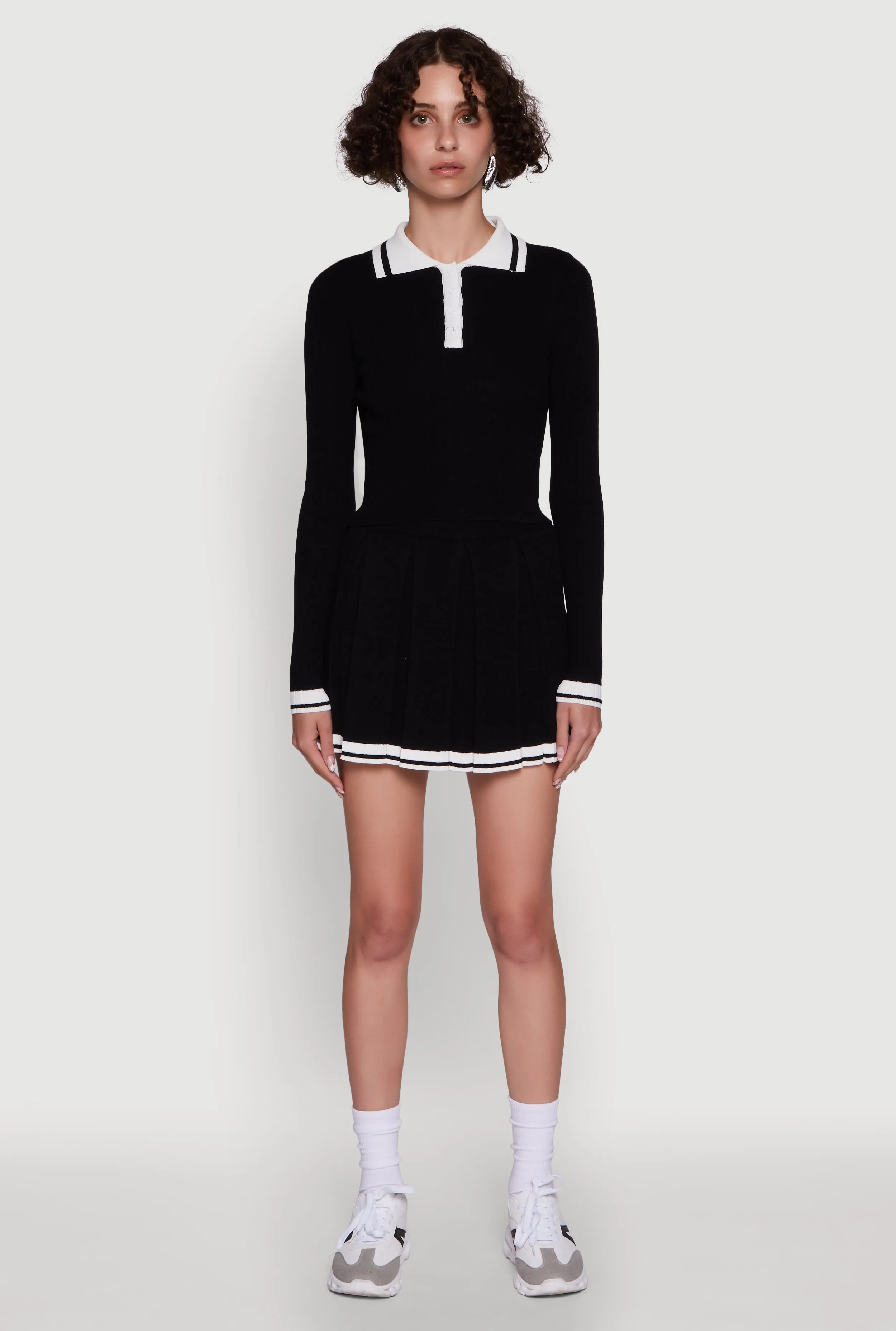 Daisy Ribbed Knit Varsity Stripe Polo Top sold by Rainbow product image thumbnail 2