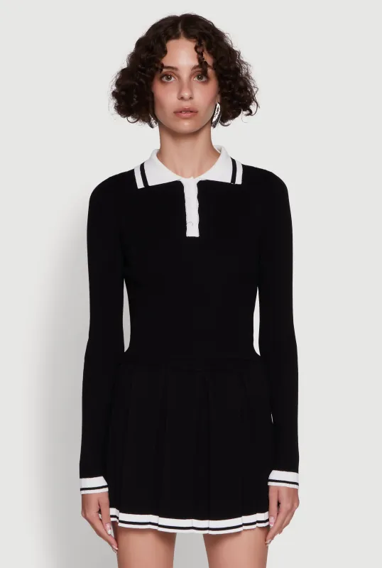 Daisy Ribbed Knit Varsity Stripe Polo Top sold by Rainbow