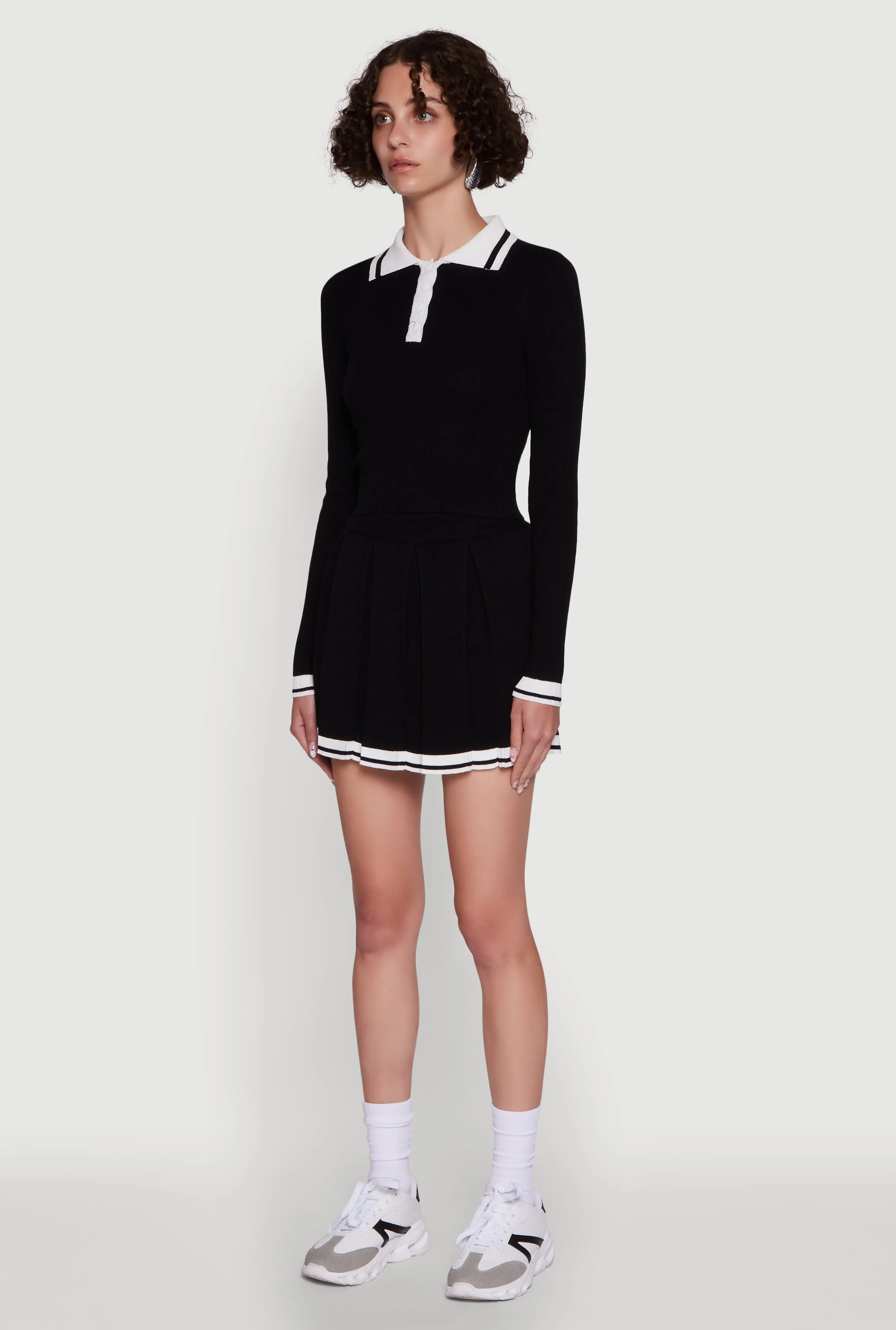 Daisy Ribbed Knit Varsity Stripe Polo Top sold by Rainbow product image thumbnail 5