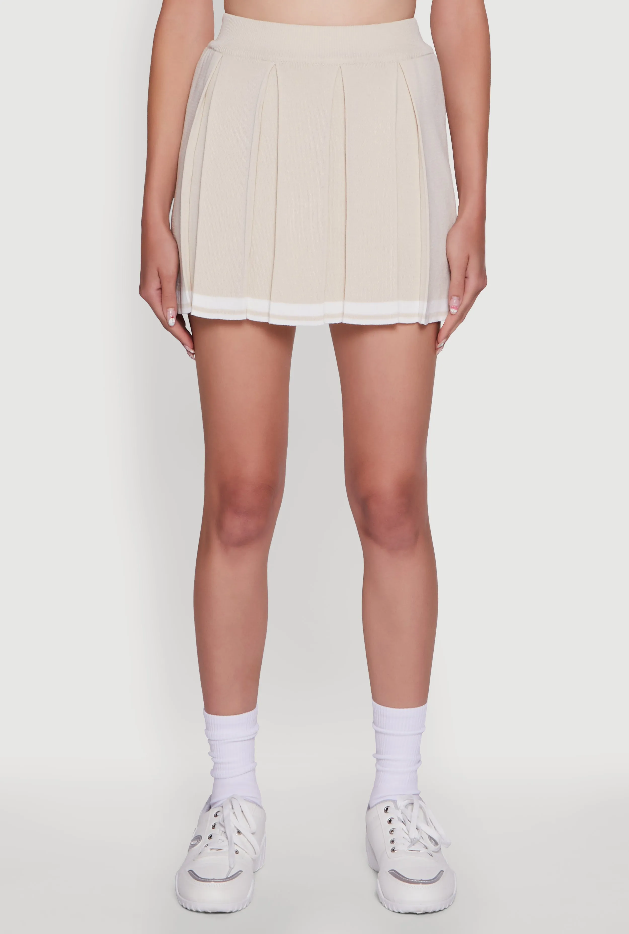 Daisy Varsity Stripe High Waisted Pleated Skirt sold by Rainbow product image thumbnail 3