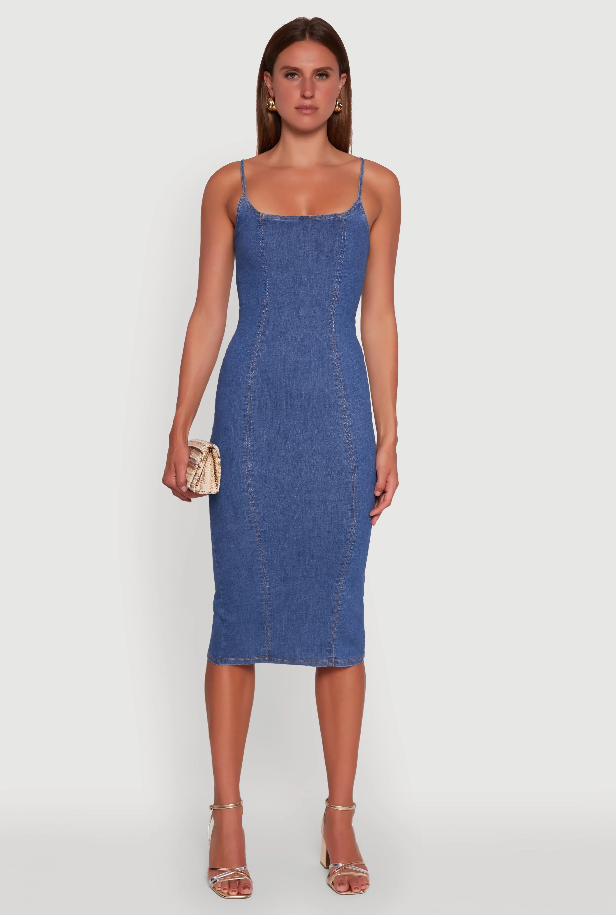 Denim Pintuck Slit Back Bodycon Dress sold by Rainbow product image thumbnail 2