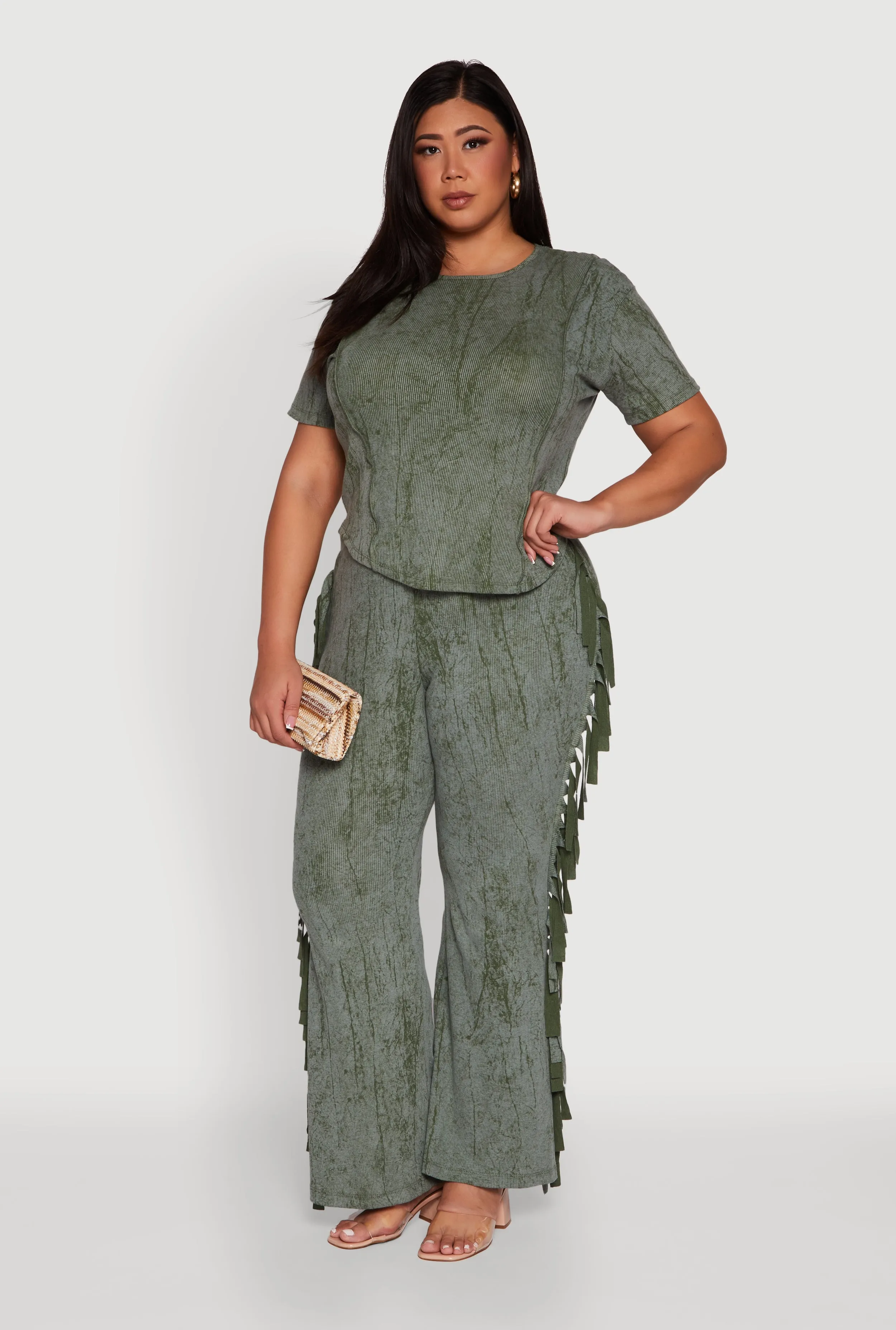 Plus Size Mineral Wash Pintuck Short Sleeve Top sold by Rainbow product image thumbnail 2