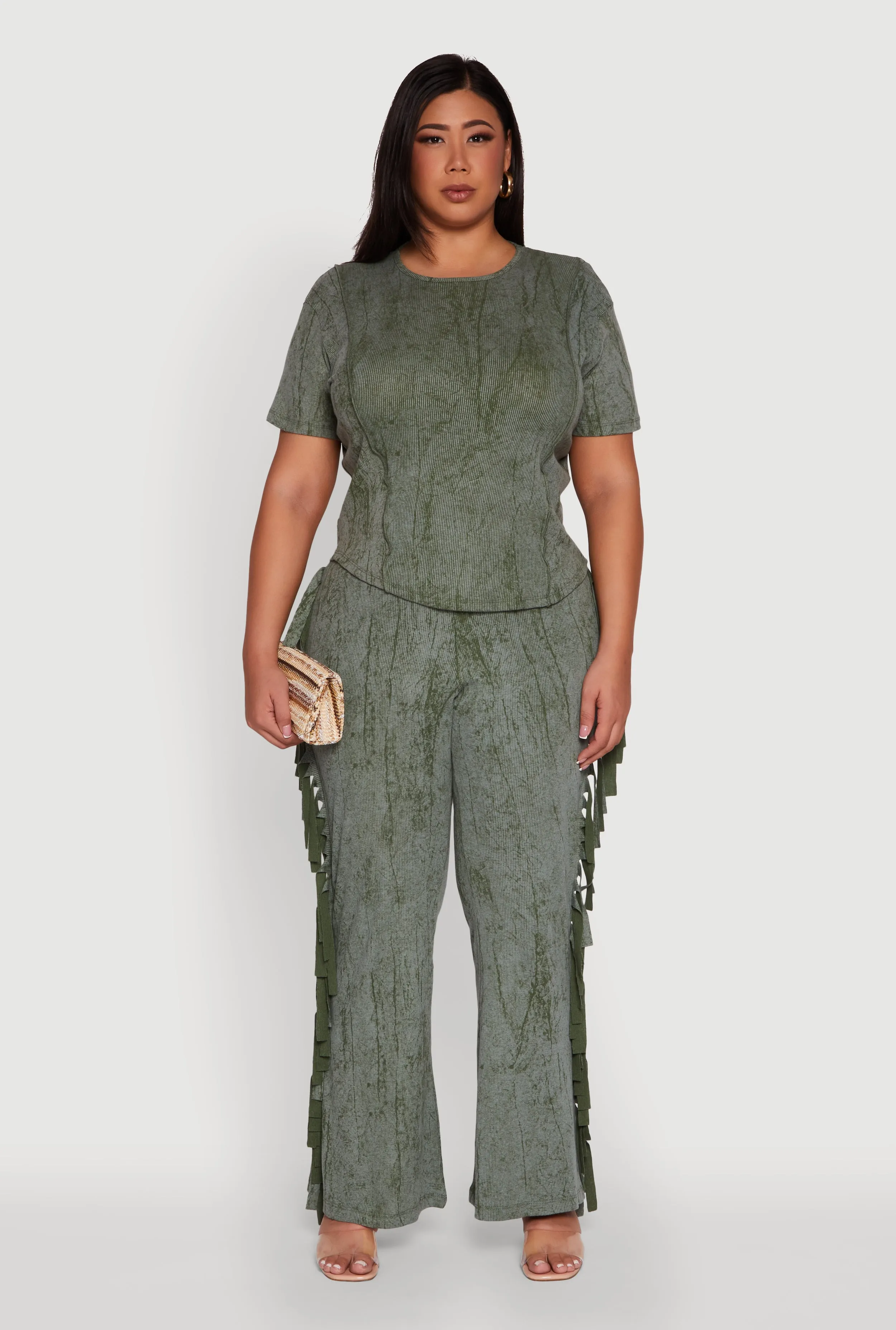 Plus Size Mineral Wash Pintuck Short Sleeve Top sold by Rainbow product image thumbnail 3